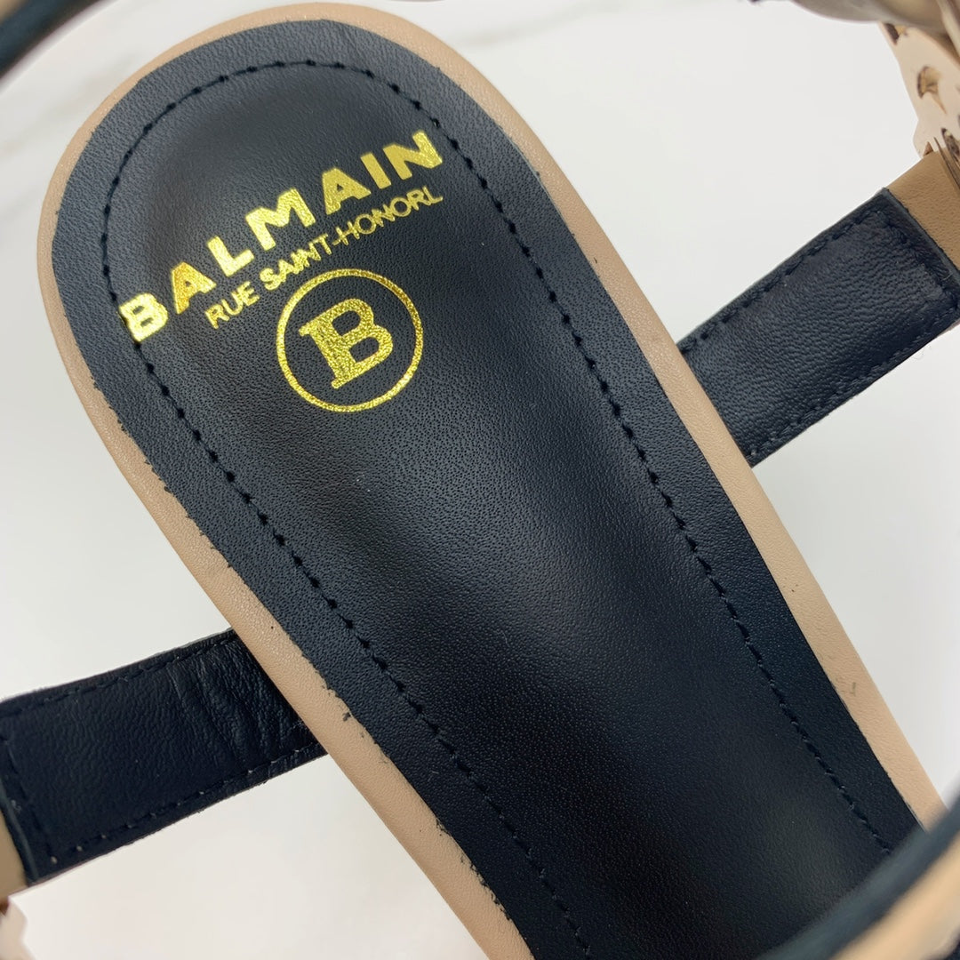 BALMAIN 25S HIGH HEELS WITH B METAL DETAIL 95MM IN LIGHT BROWN CALFSKIN - 35