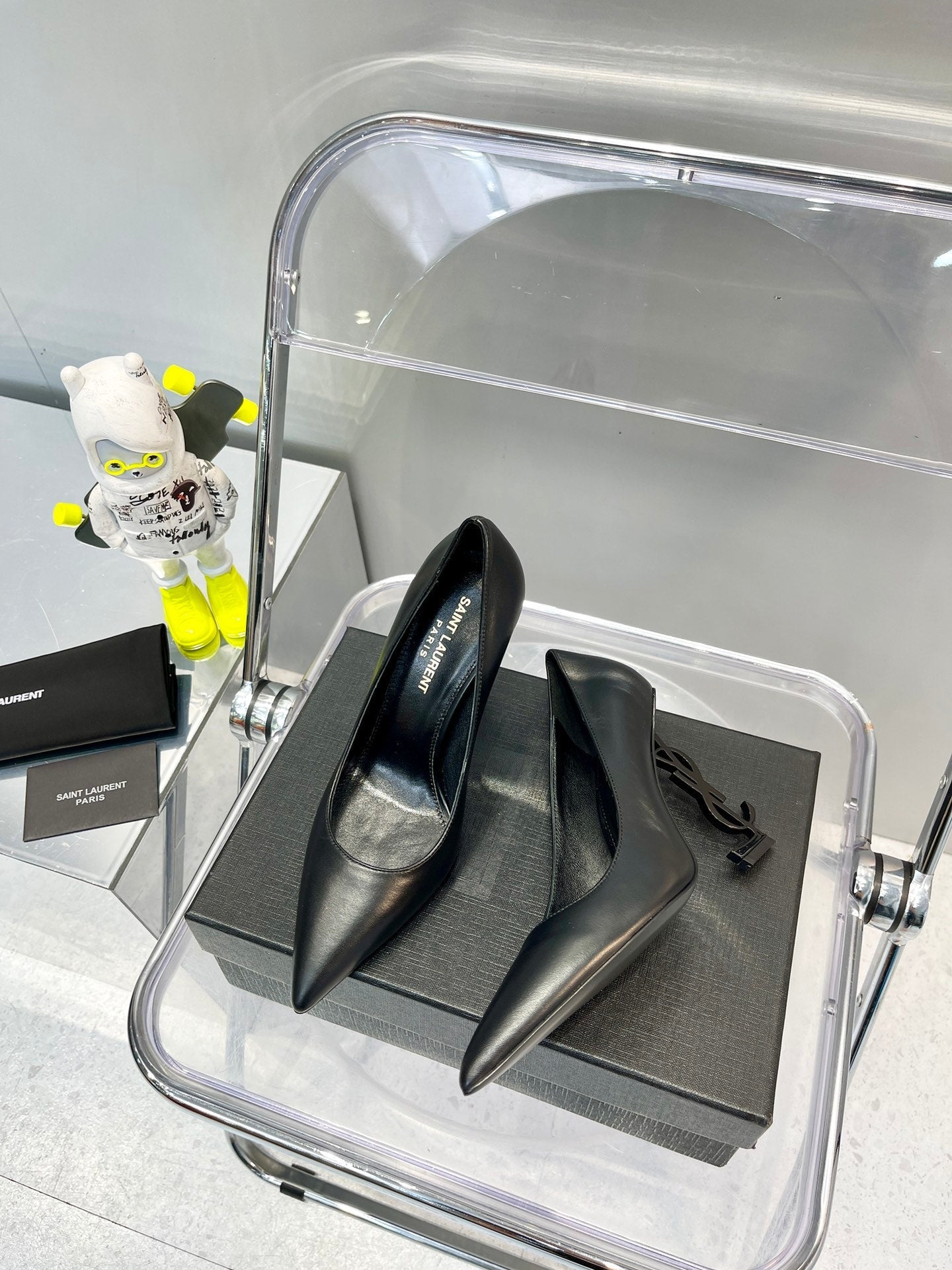 SL OPYUM BASIC HIGH HEEL BLACK CALFSKIN - 35