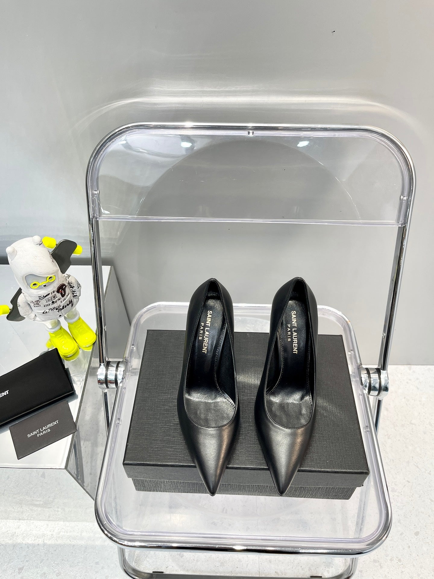 SL OPYUM BASIC HIGH HEEL BLACK CALFSKIN - 35