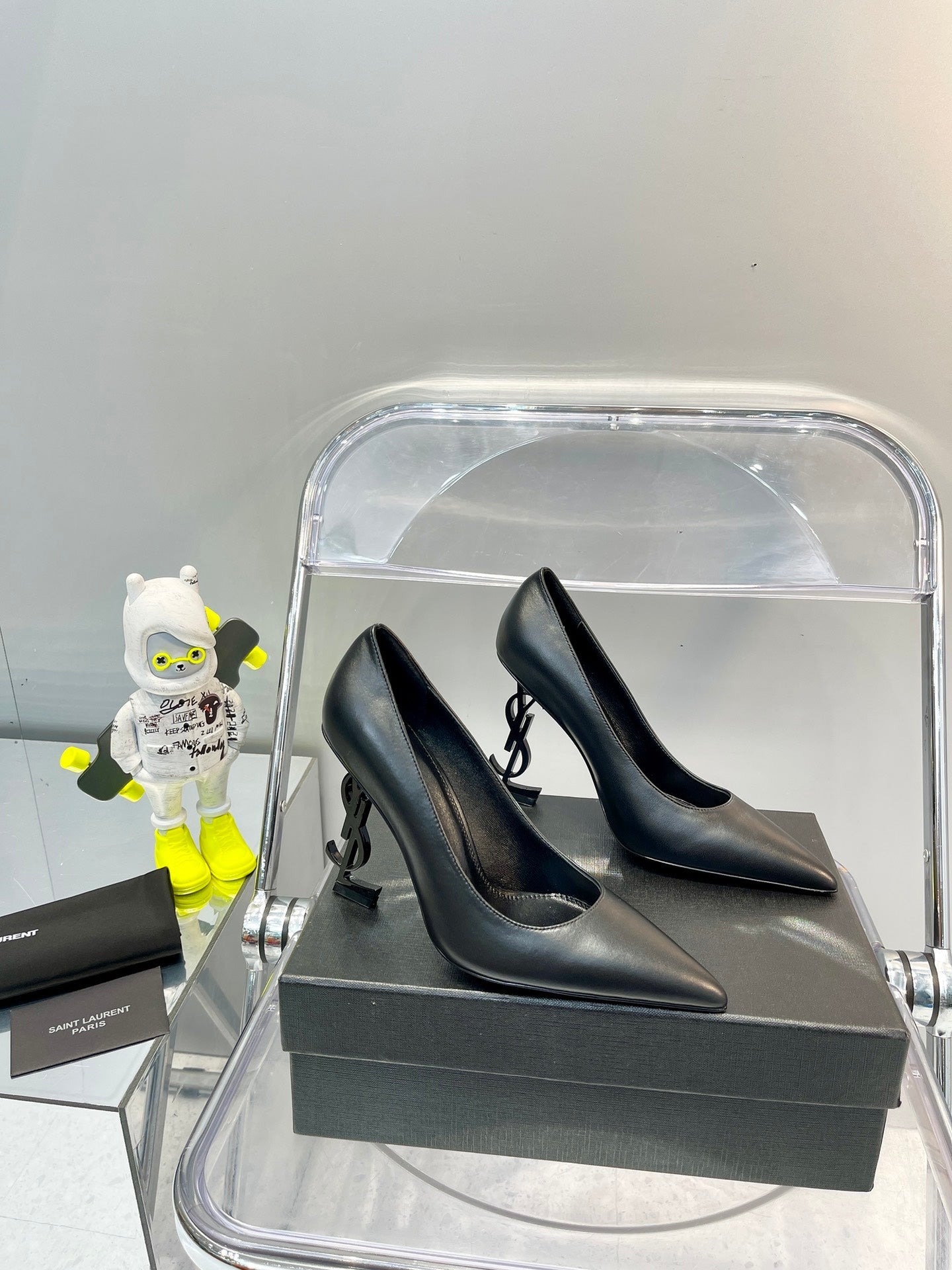 SL OPYUM BASIC HIGH HEEL BLACK CALFSKIN - 35