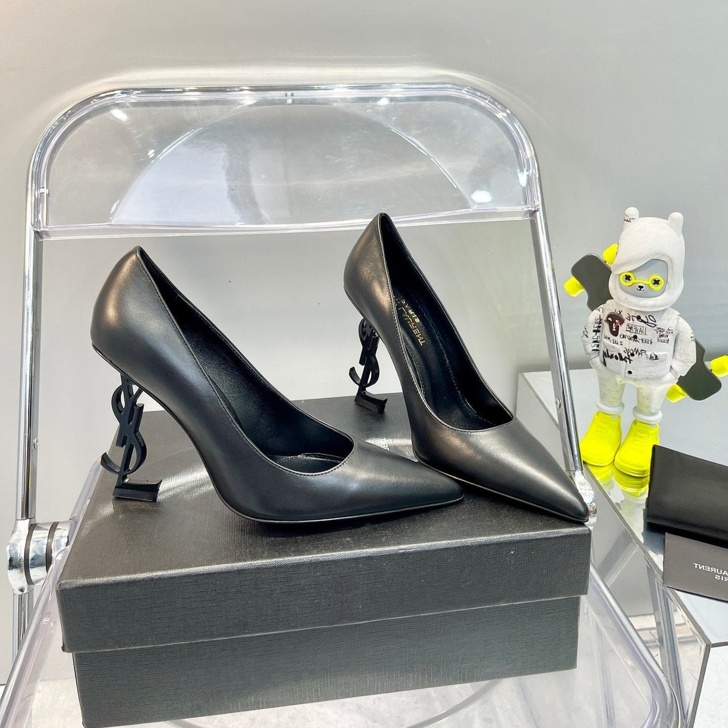 SL OPYUM BASIC HIGH HEEL BLACK CALFSKIN - 35