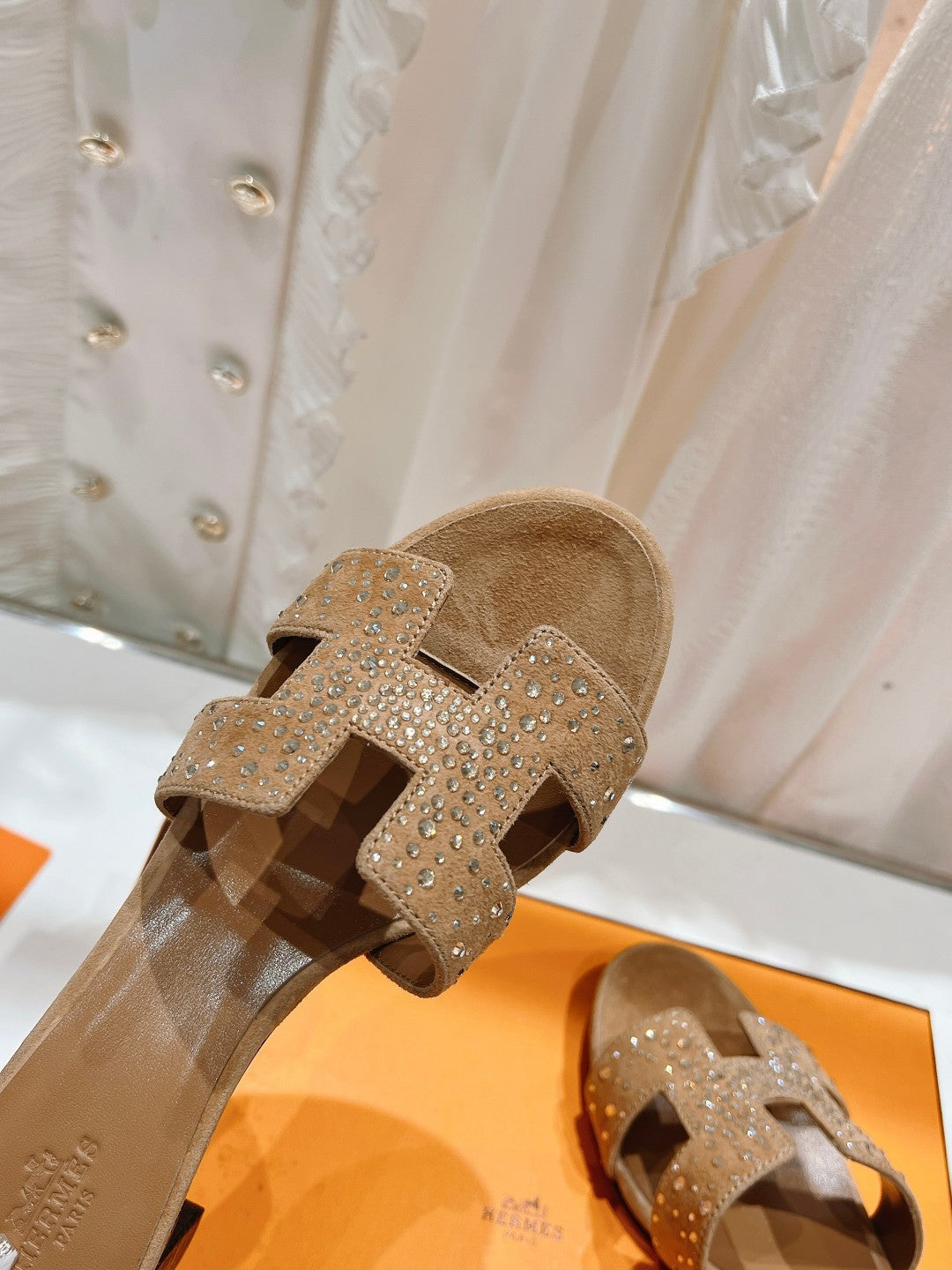 0ASIS SANDALS CARAMEL LAMBSKIN ATTACH CRYSTAL - 34