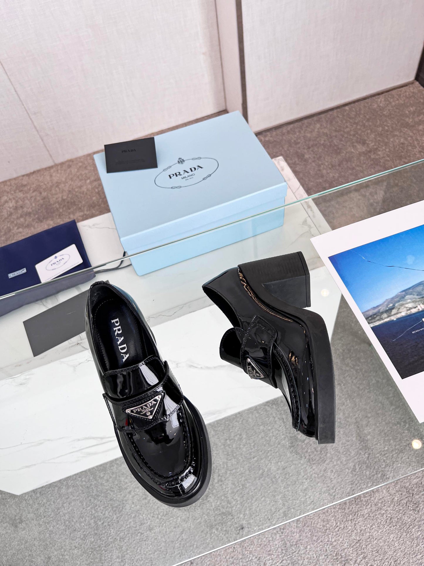 PRA CHOCOLATE BRUSHED LEATHER LOAFERS BLACK - 35