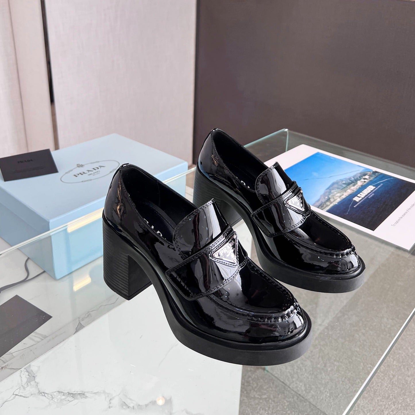 PRA CHOCOLATE BRUSHED LEATHER LOAFERS BLACK - 35
