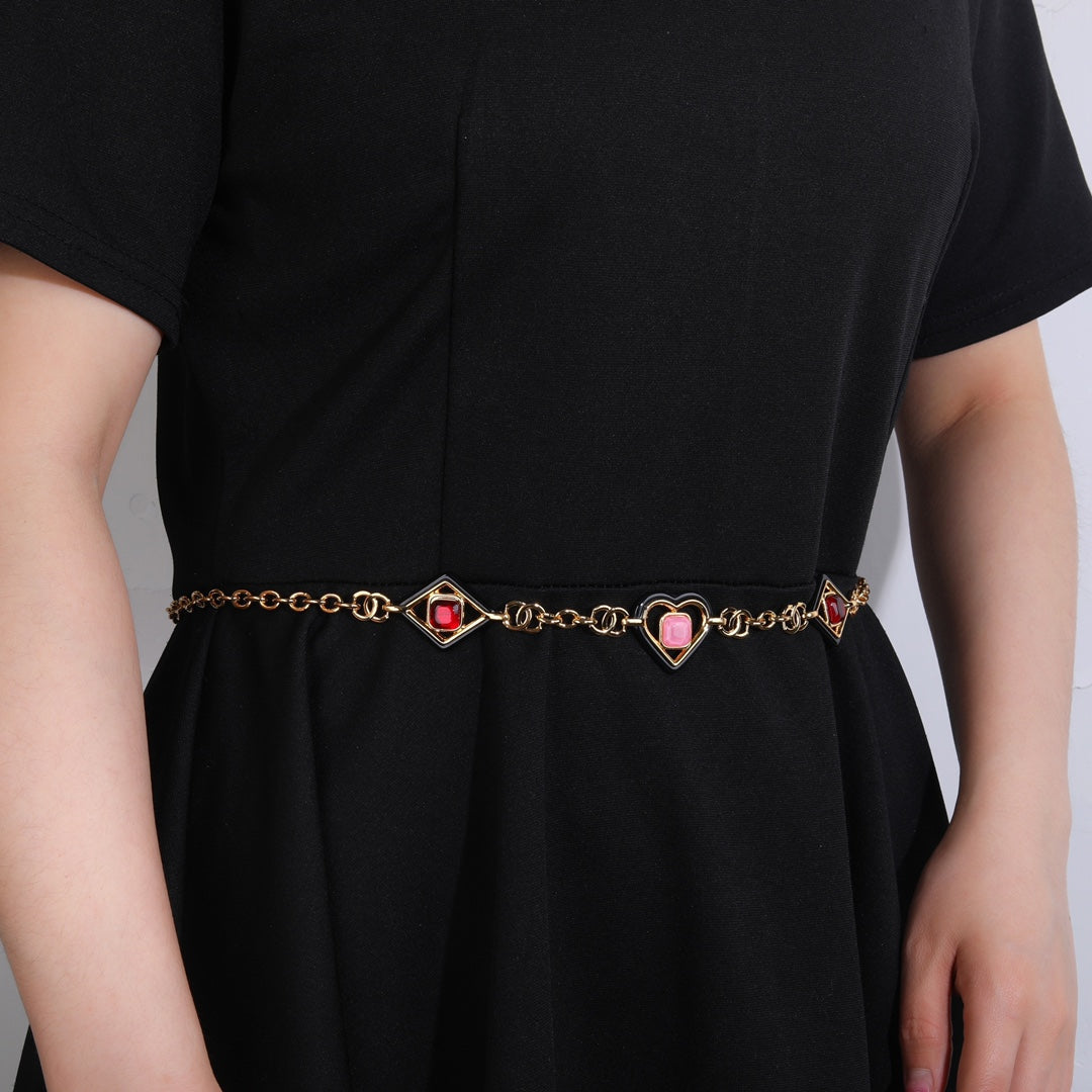 CHANEL 25S CHAIN BELT IN GOLD METALLIC STONE-EMBELLISHED 612713 - 30