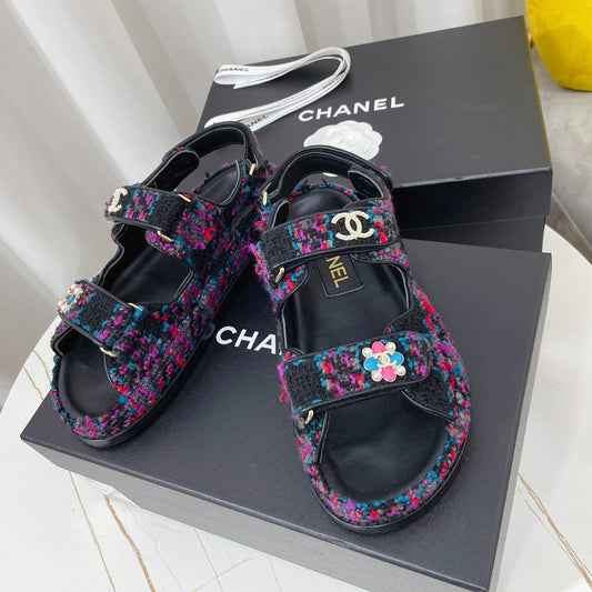 БОСОНІЖКИ CHANEL 26S З РІЗНОКОЛЬОРОВОГО ТВІДУ