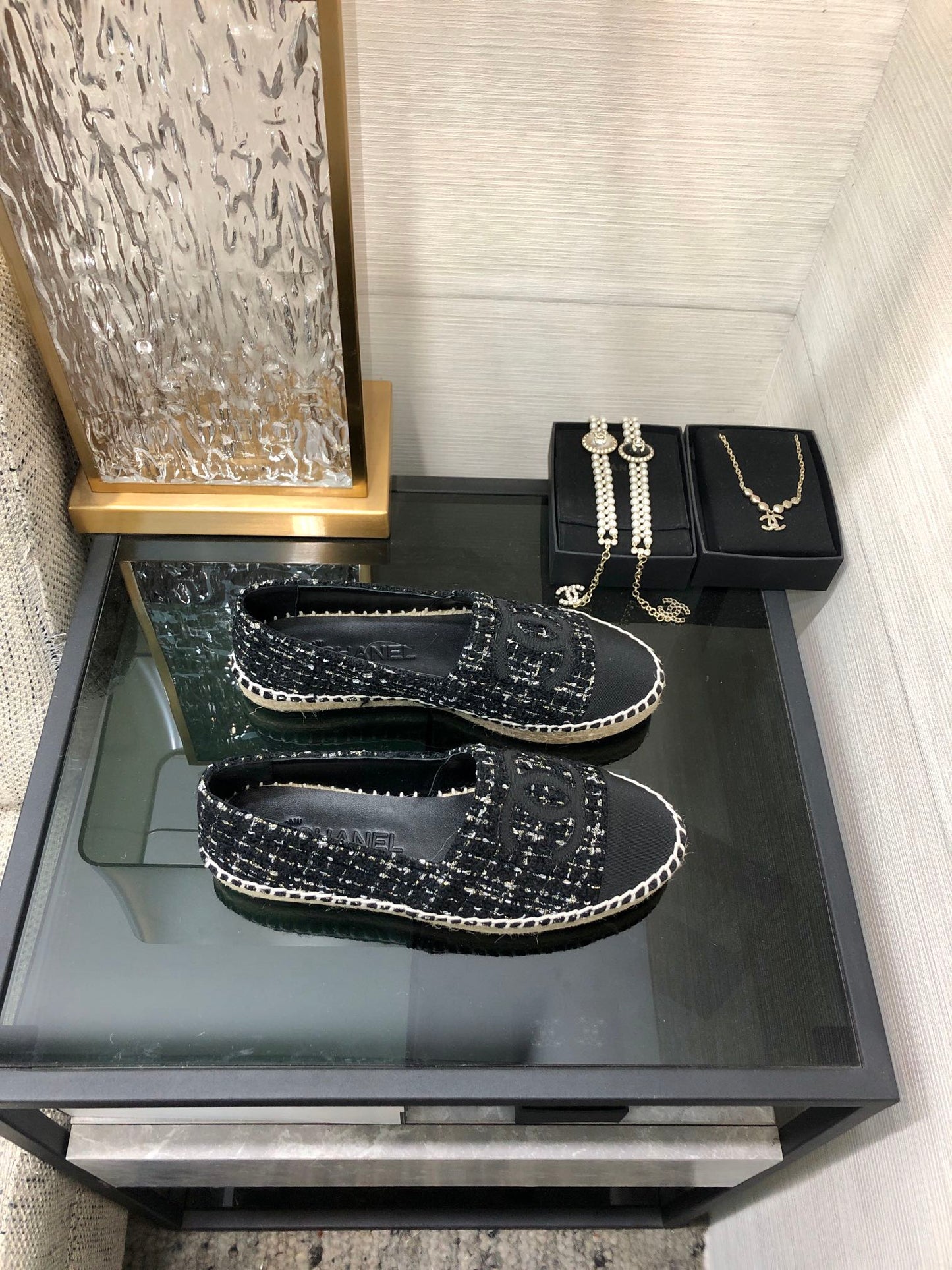 LOAFER IN BLACK MIX WHITE WOOL TWEED - 35