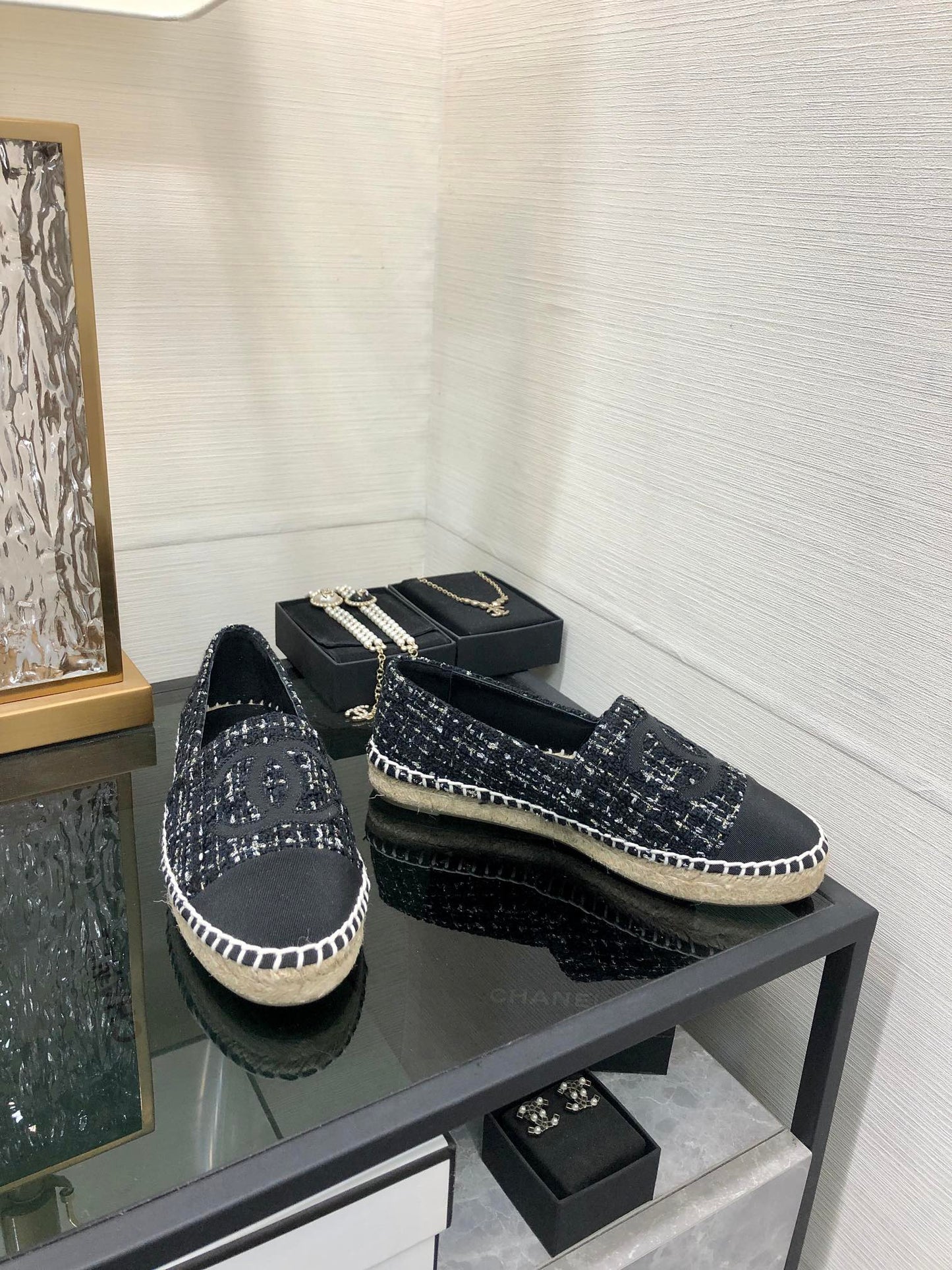 LOAFER IN BLACK MIX WHITE WOOL TWEED - 35