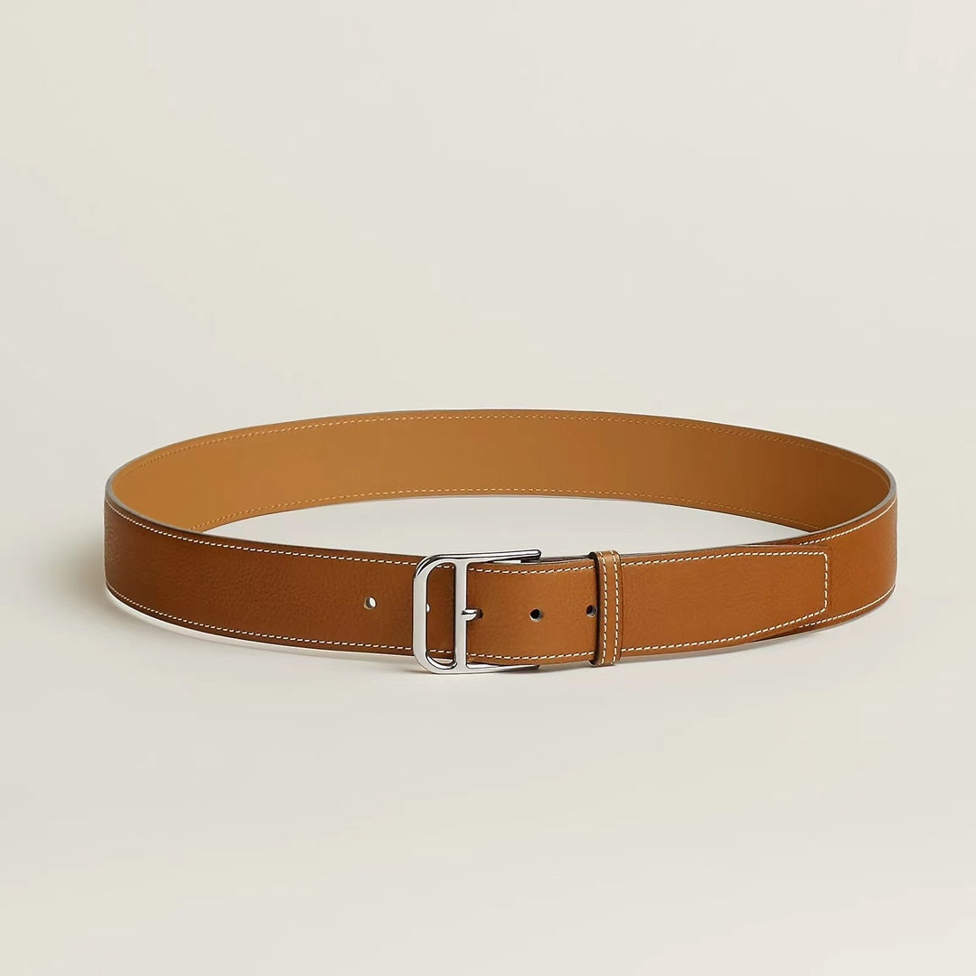 HM ROMAIN 35MM BELT YAM ORANGE LEATHER SILVER HARDWARE - 30
