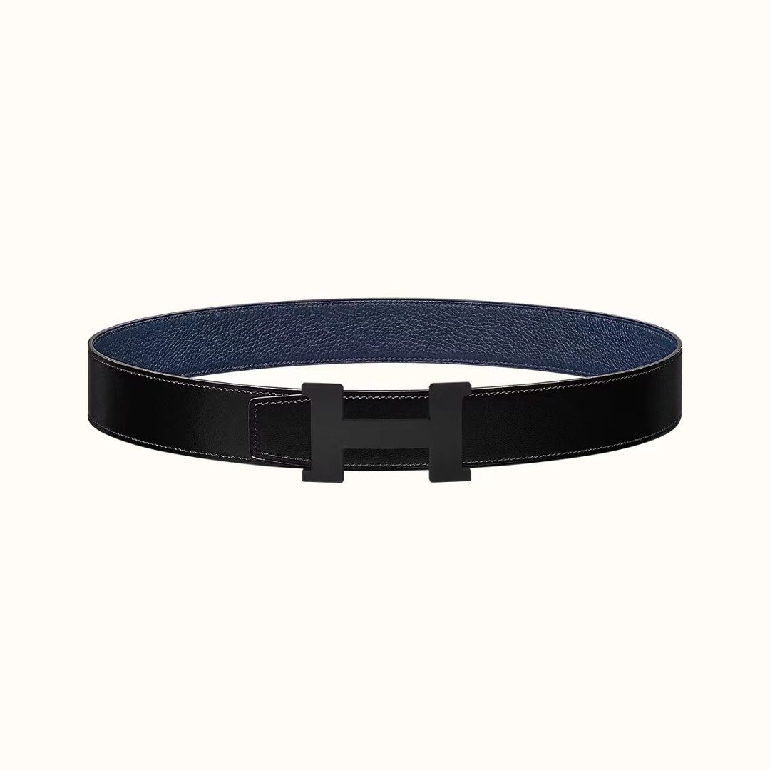 HM CONSTANCE BELT BUCKLE & REVERSIBLE NAVY BLUE AND BLACK LEATHER STRAP 38MM - 30