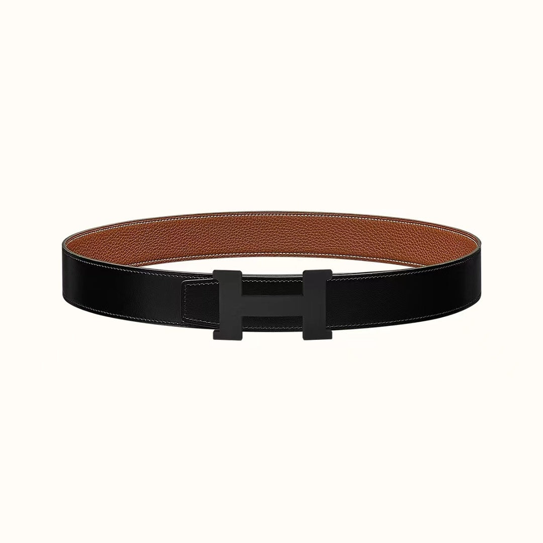 HM CONSTANCE BELT BUCKLE & REVERSIBLE GINGER ORANGE AND BLACK LEATHER STRAP 38MM - 30