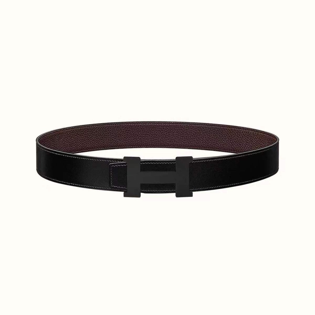 HM CONSTANCE BELT BUCKLE & REVERSIBLE CHOCOLATE BROWN AND BLACK LEATHER STRAP 38MM - 30