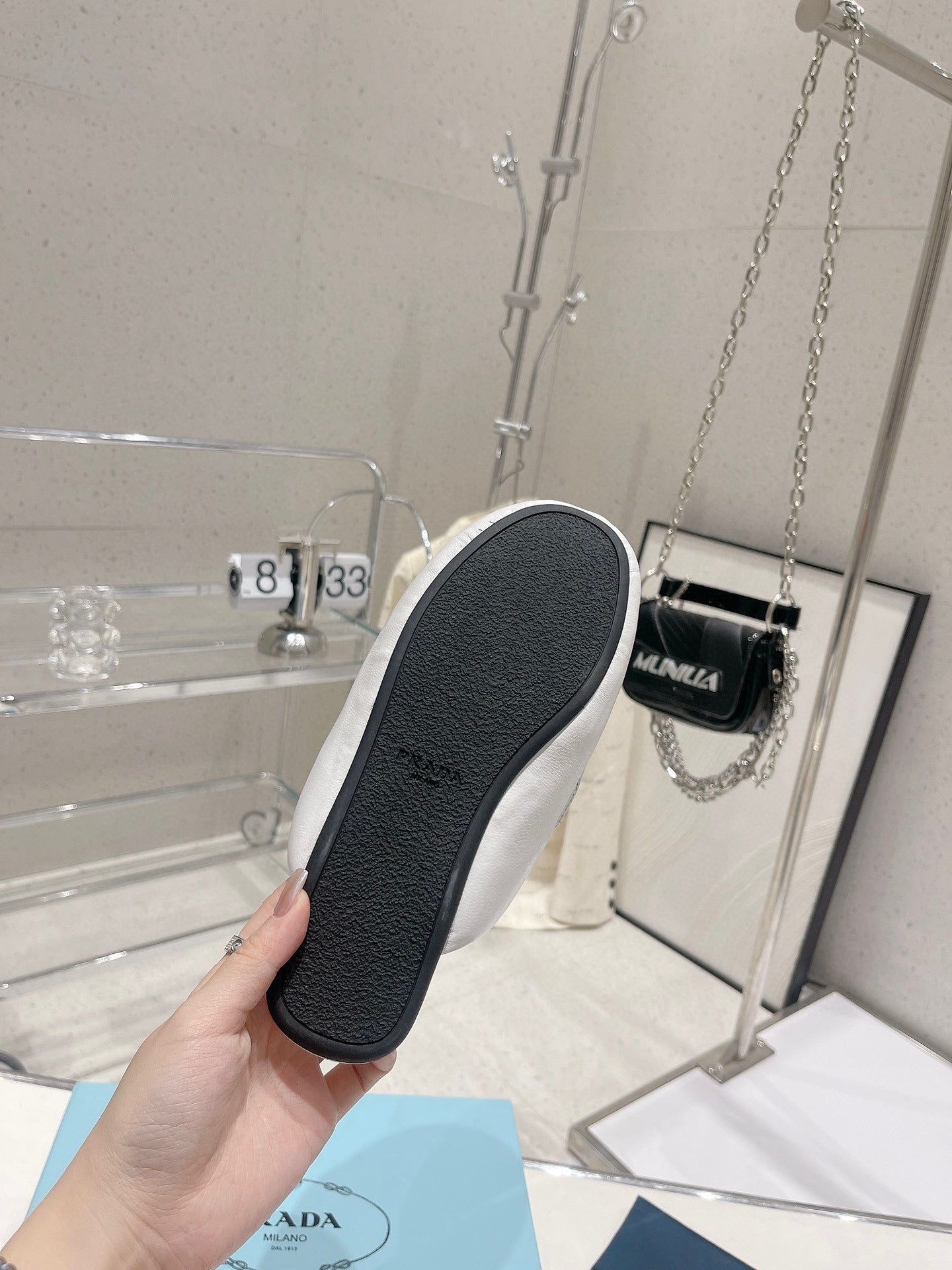 PRA SOFT PADDED NAPPA SHEARLING MULES WHITE LAMBSKIN - 35