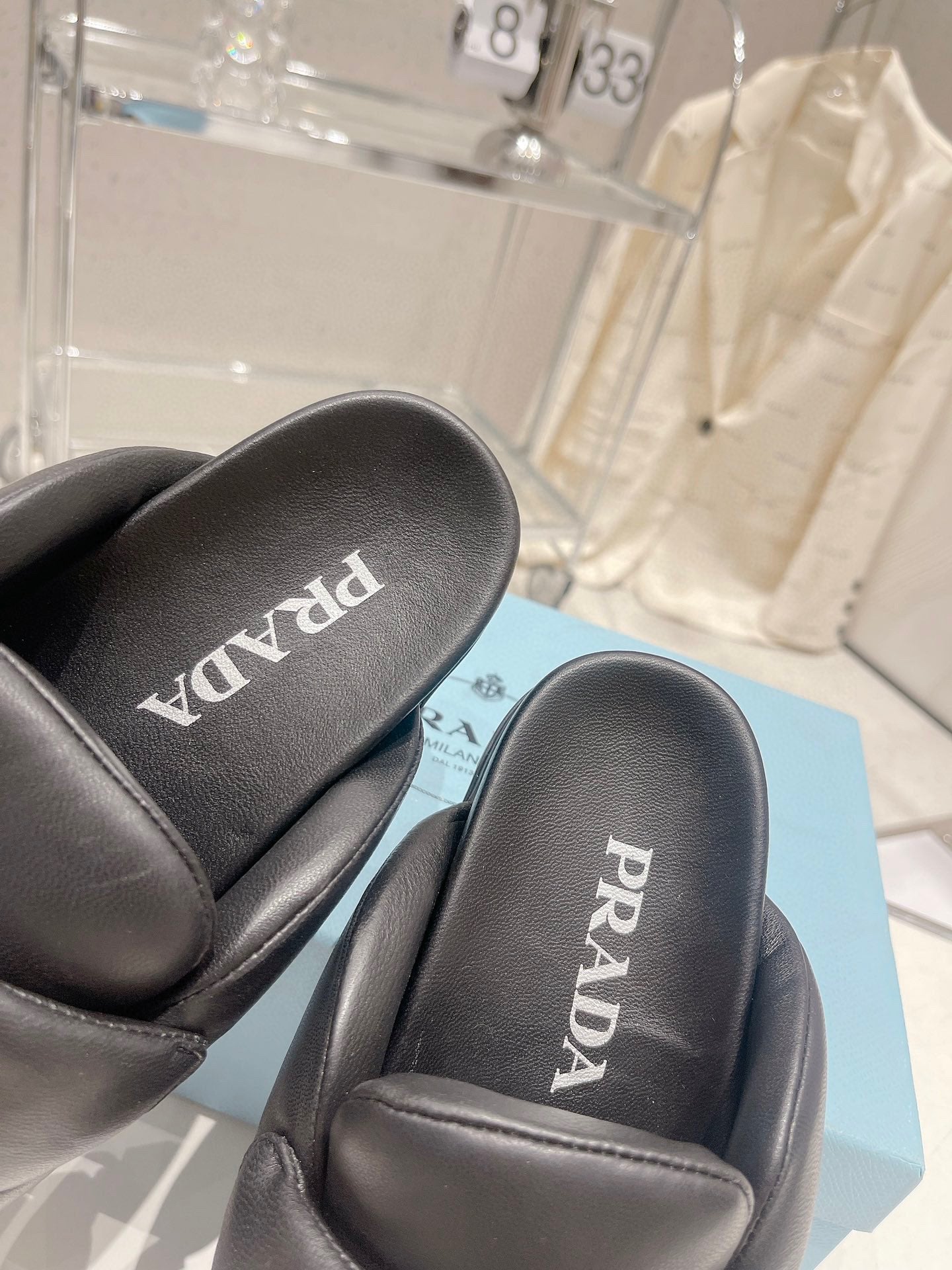 PRA SOFT PADDED NAPPA SHEARLING MULES BLACK LAMBSKIN - 35