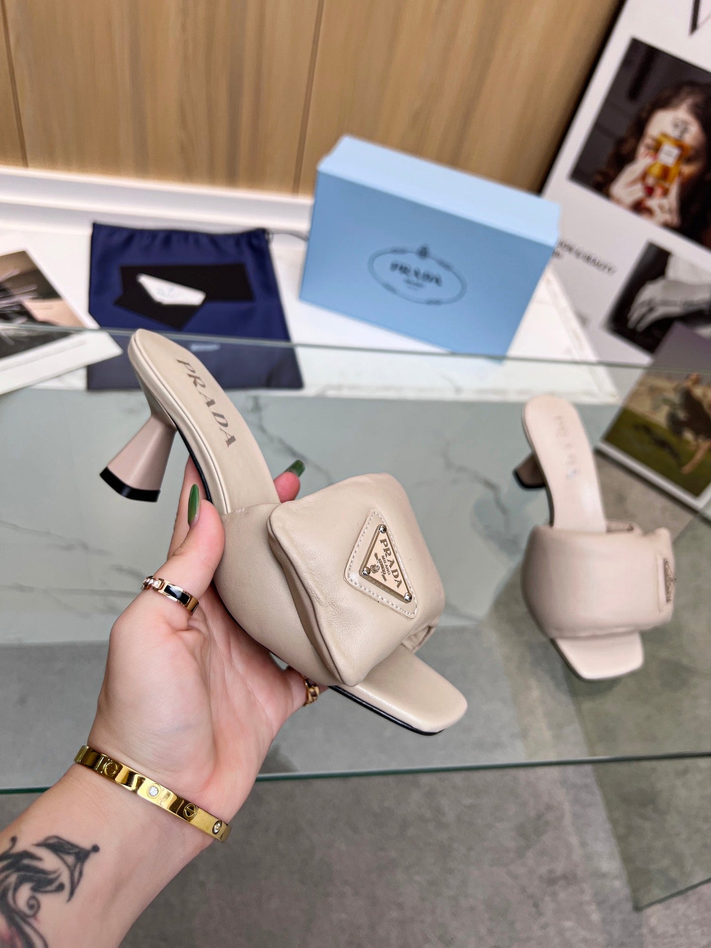 PRA SOFT PADDED NAPPA SANDALS 60 CHAMPAGNE LAMBSKIN - 35