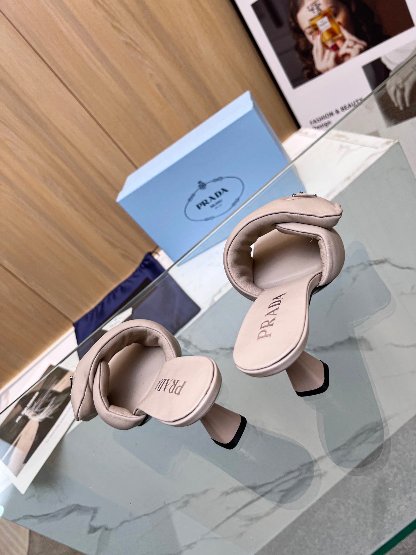 PRA SOFT PADDED NAPPA SANDALS 60 CHAMPAGNE LAMBSKIN - 35