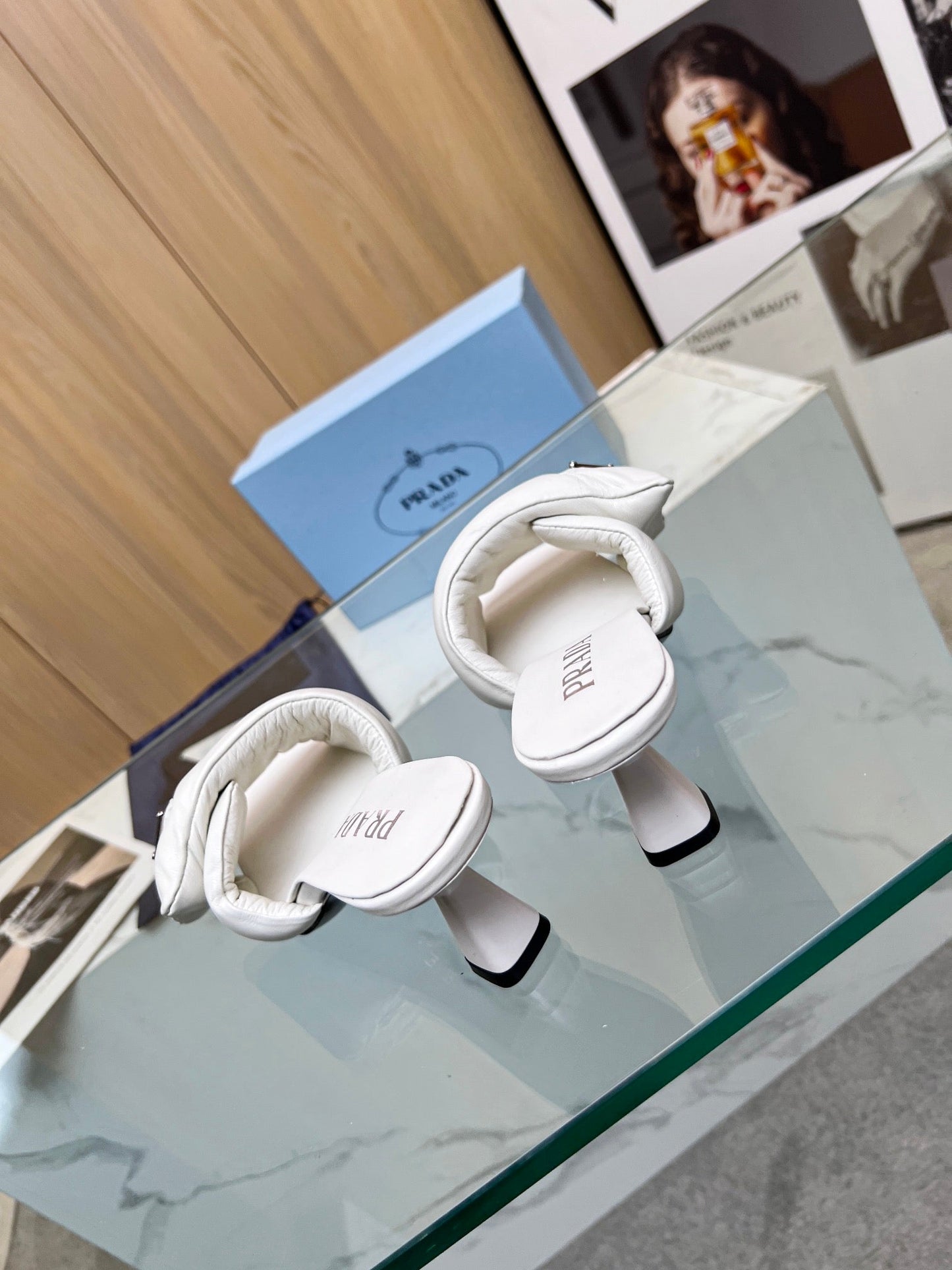 PRA SOFT PADDED NAPPA SANDALS 60 WHITE LAMBSKIN - 35
