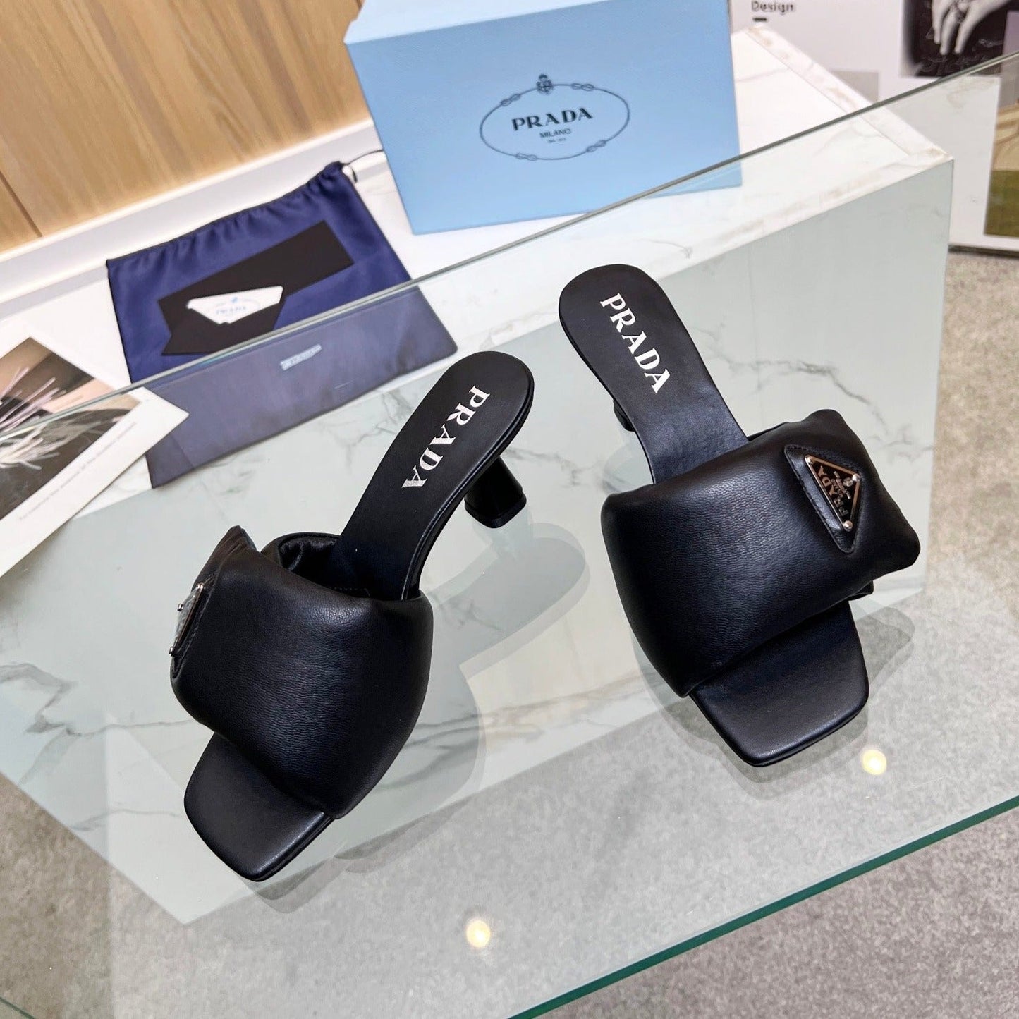 PRA SOFT PADDED NAPPA SANDALS 60 BLACK LAMBSKIN - 35
