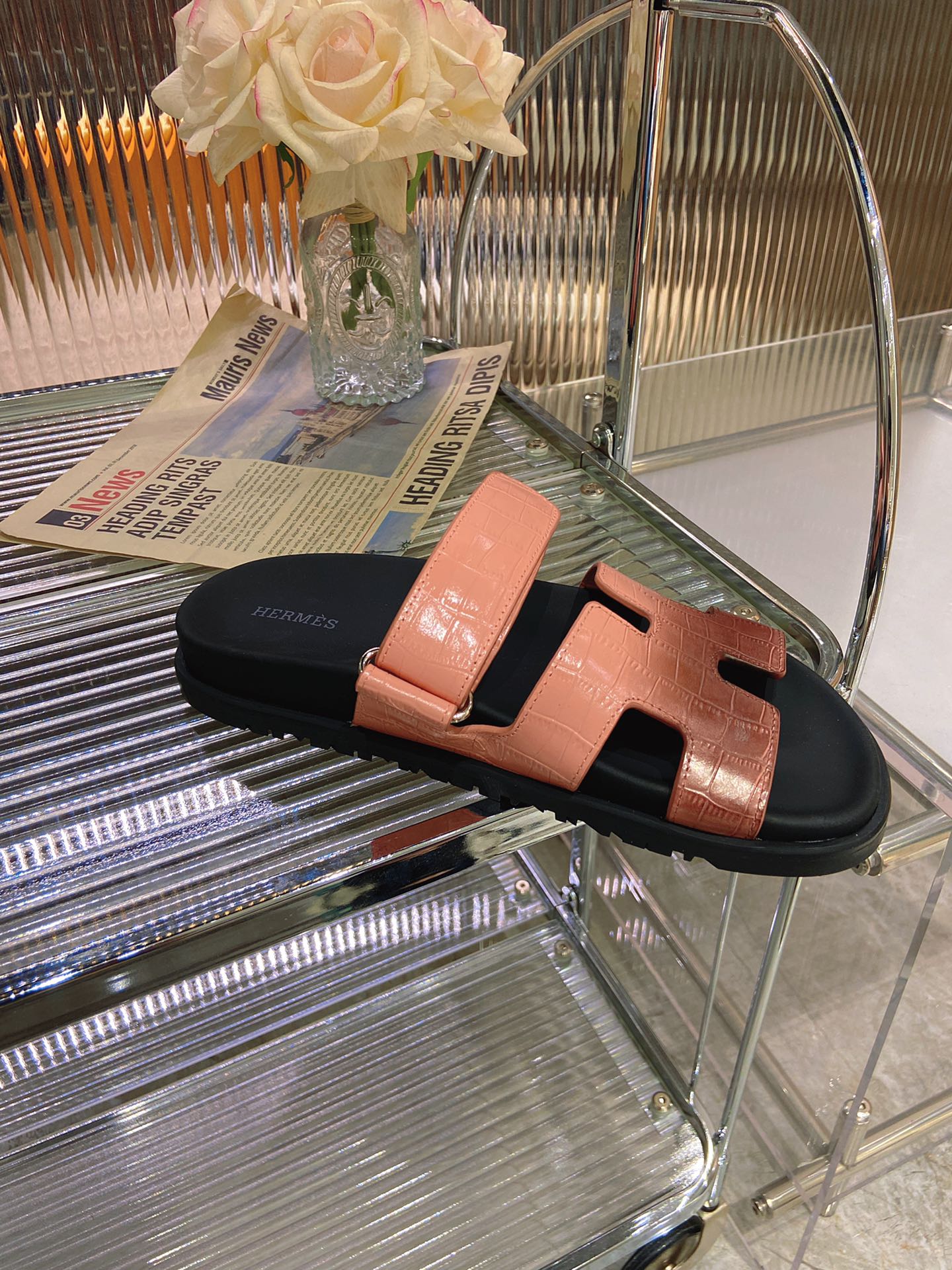 CHYPRE SANDAL OMBRE LIGHT PINK BROWN CALFSKIN - 34