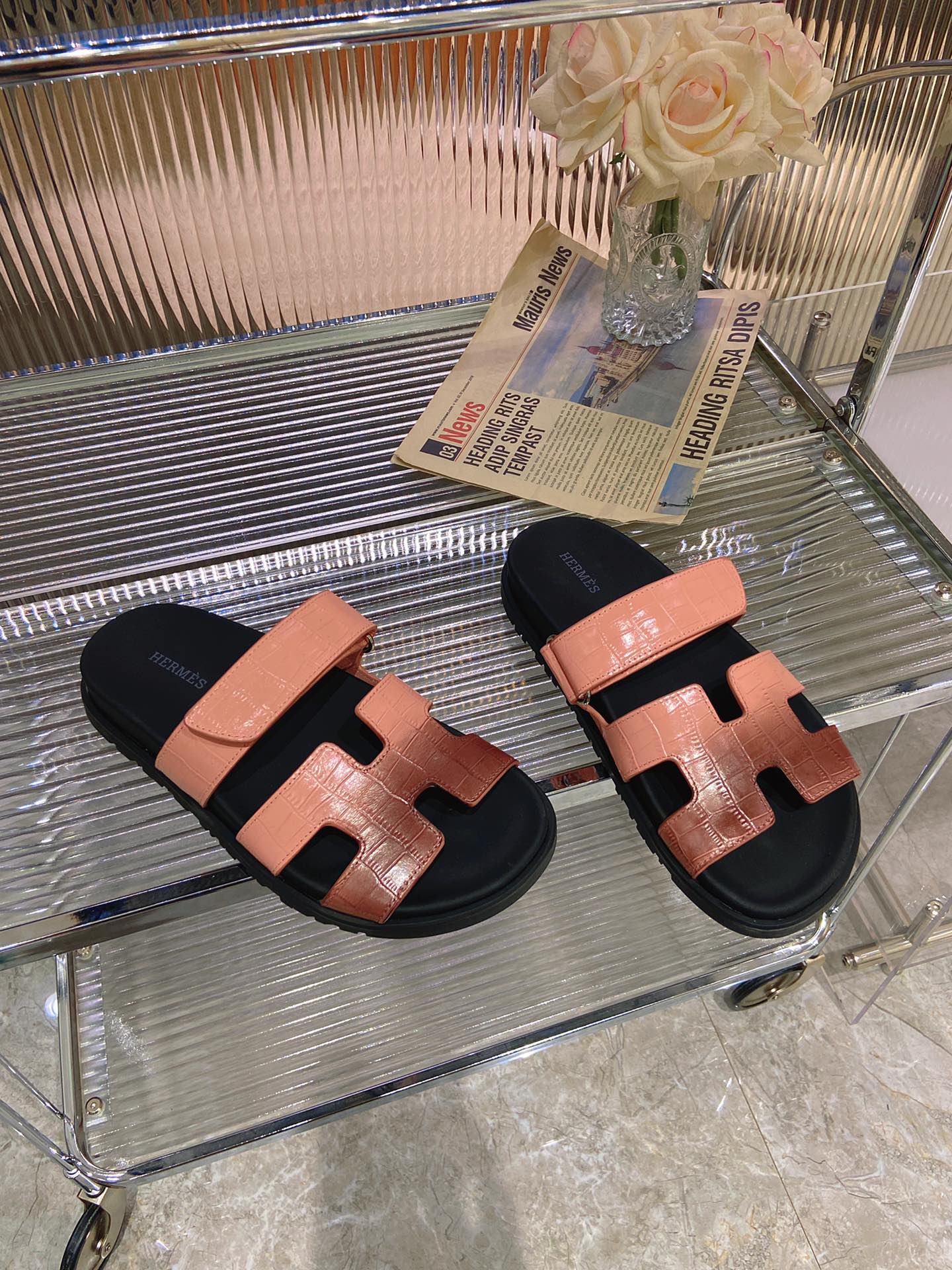 CHYPRE SANDAL OMBRE LIGHT PINK BROWN CALFSKIN - 34