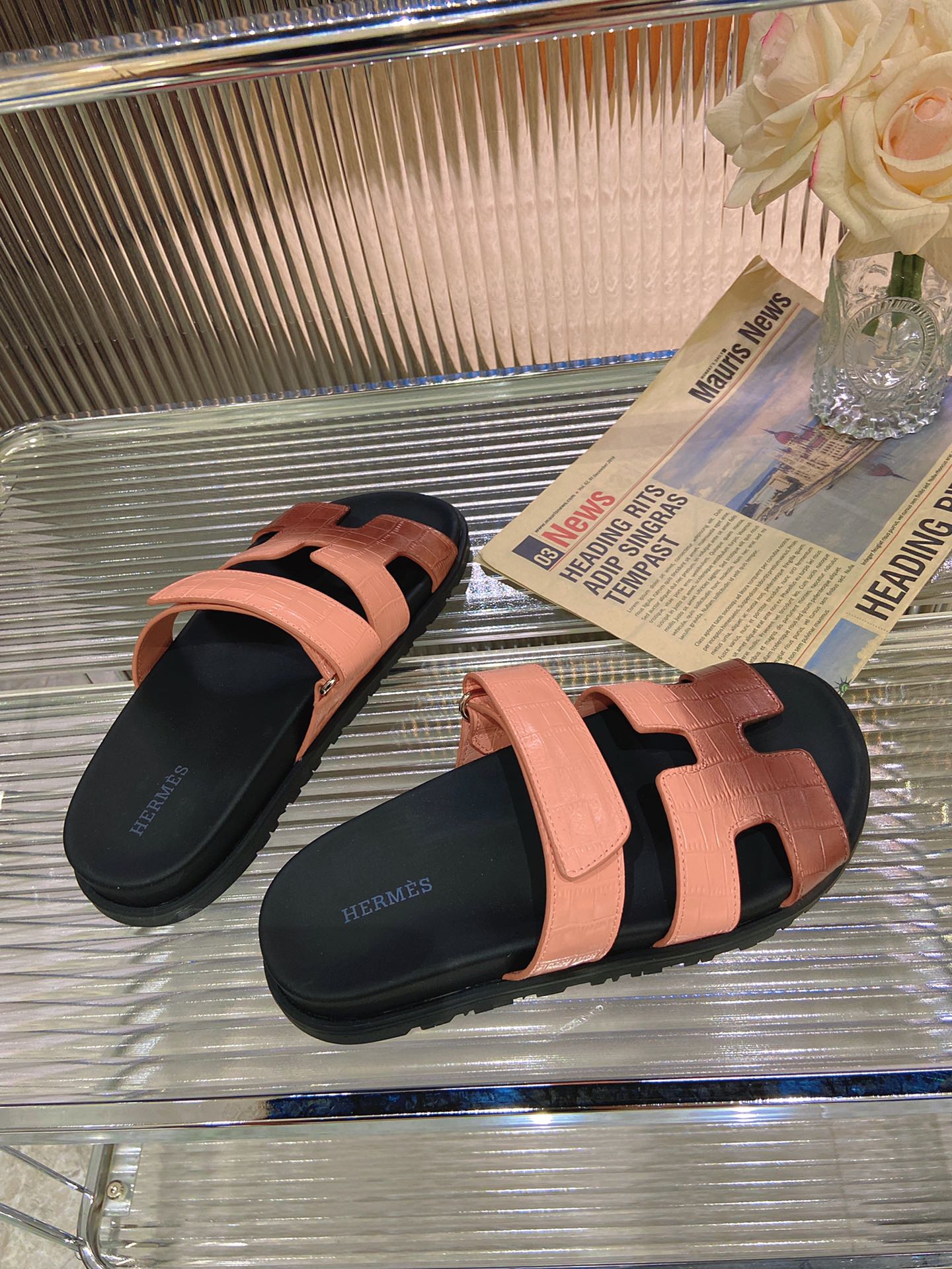 CHYPRE SANDAL OMBRE LIGHT PINK BROWN CALFSKIN - 34