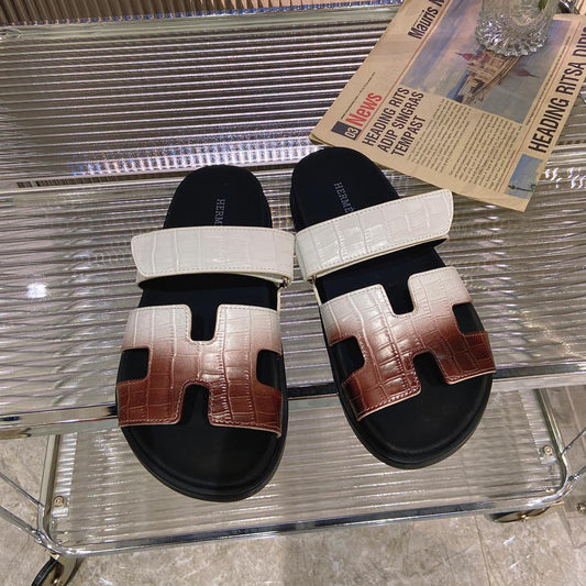 CHYPRE SANDAL OMBRE WHITE BROWN CALFSKIN - 34