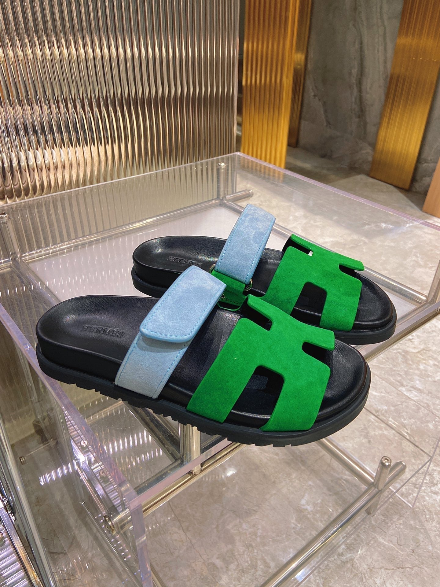 CHYPRE SANDAL GREEN MIX BLUE SUEDE - 34