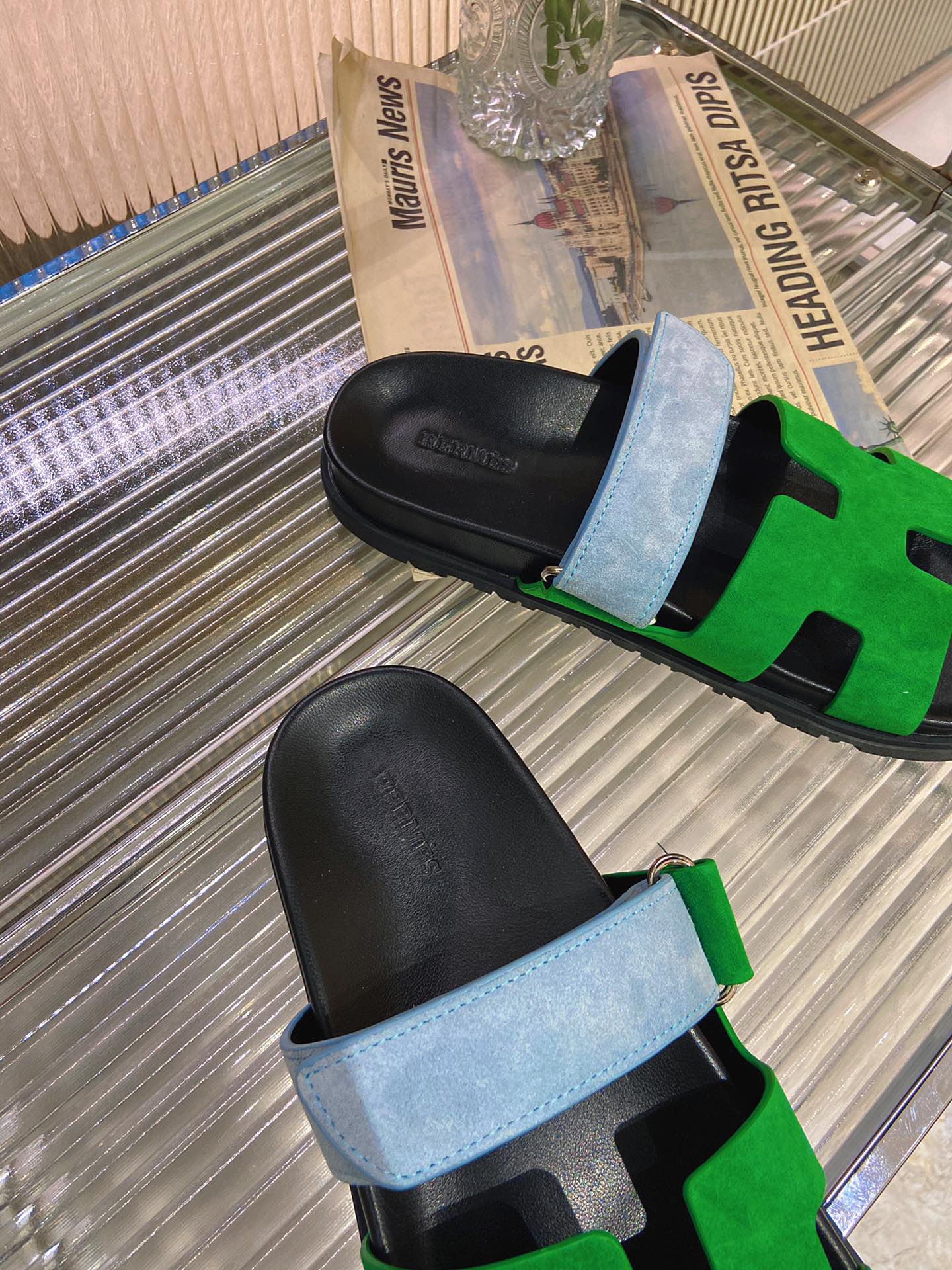 CHYPRE SANDAL GREEN MIX BLUE SUEDE - 34