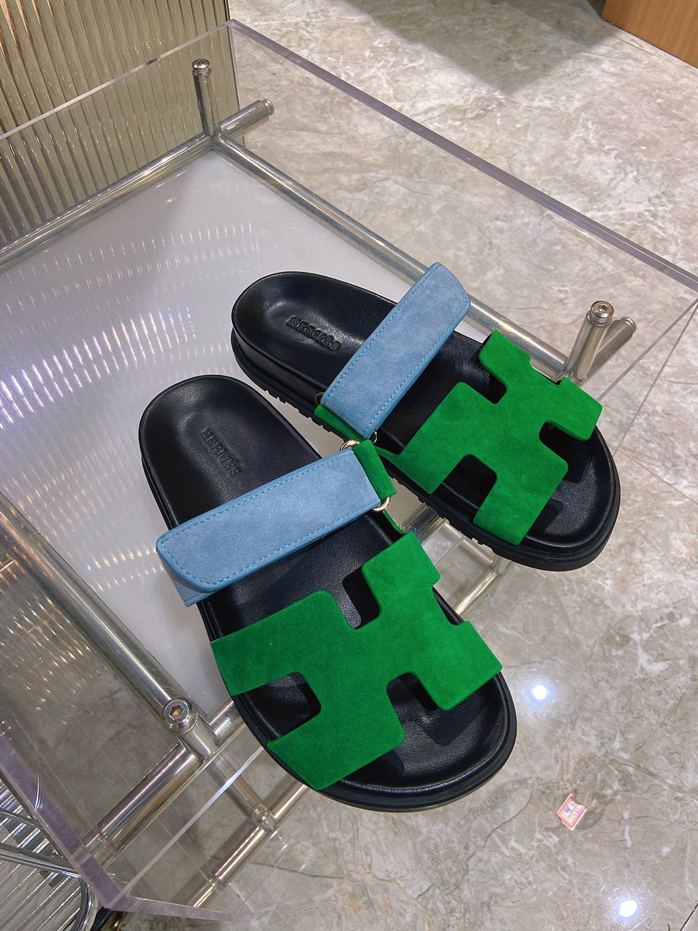 CHYPRE SANDAL GREEN MIX BLUE SUEDE - 34
