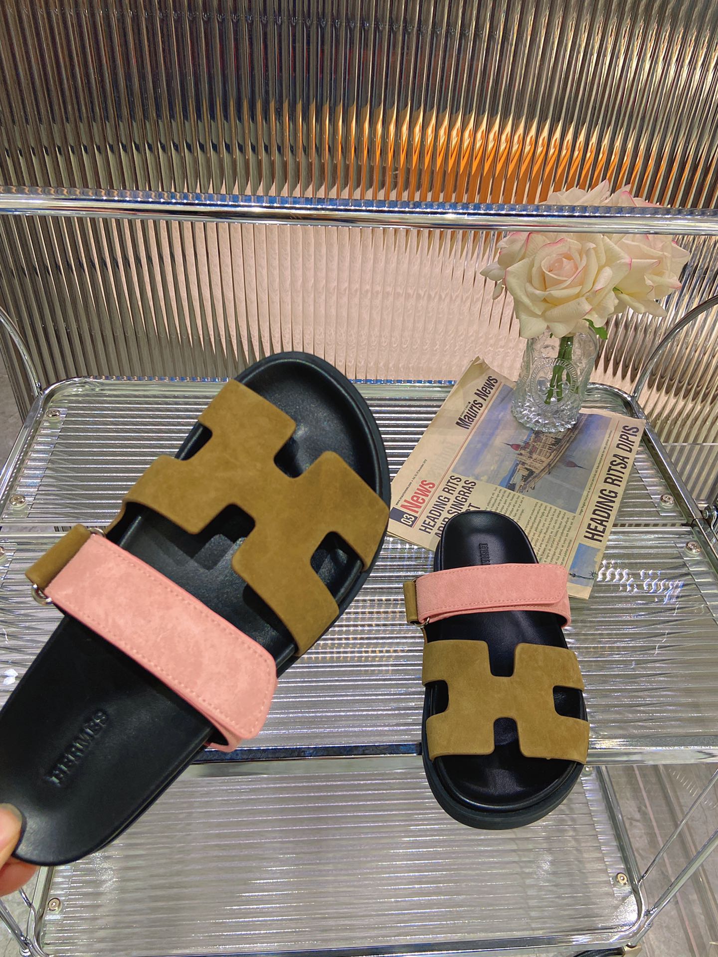 CHYPRE SANDAL ARMY MIX LIGHT PINK SUEDE - 34