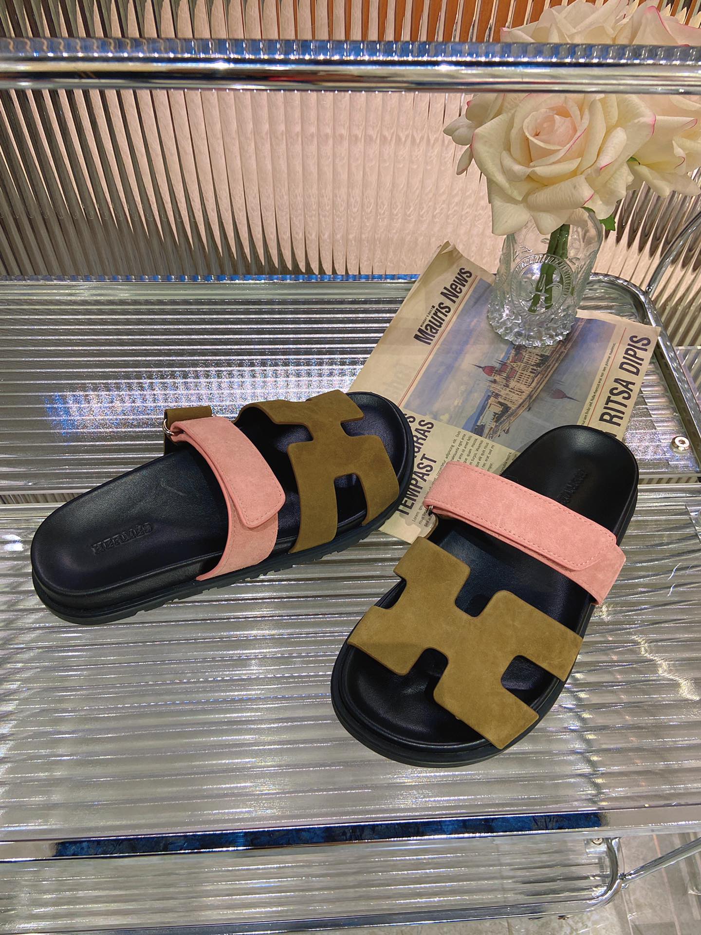 CHYPRE SANDAL ARMY MIX LIGHT PINK SUEDE - 34