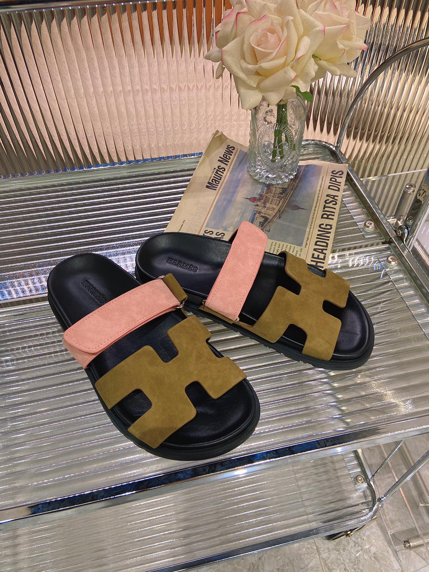 CHYPRE SANDAL ARMY MIX LIGHT PINK SUEDE - 34