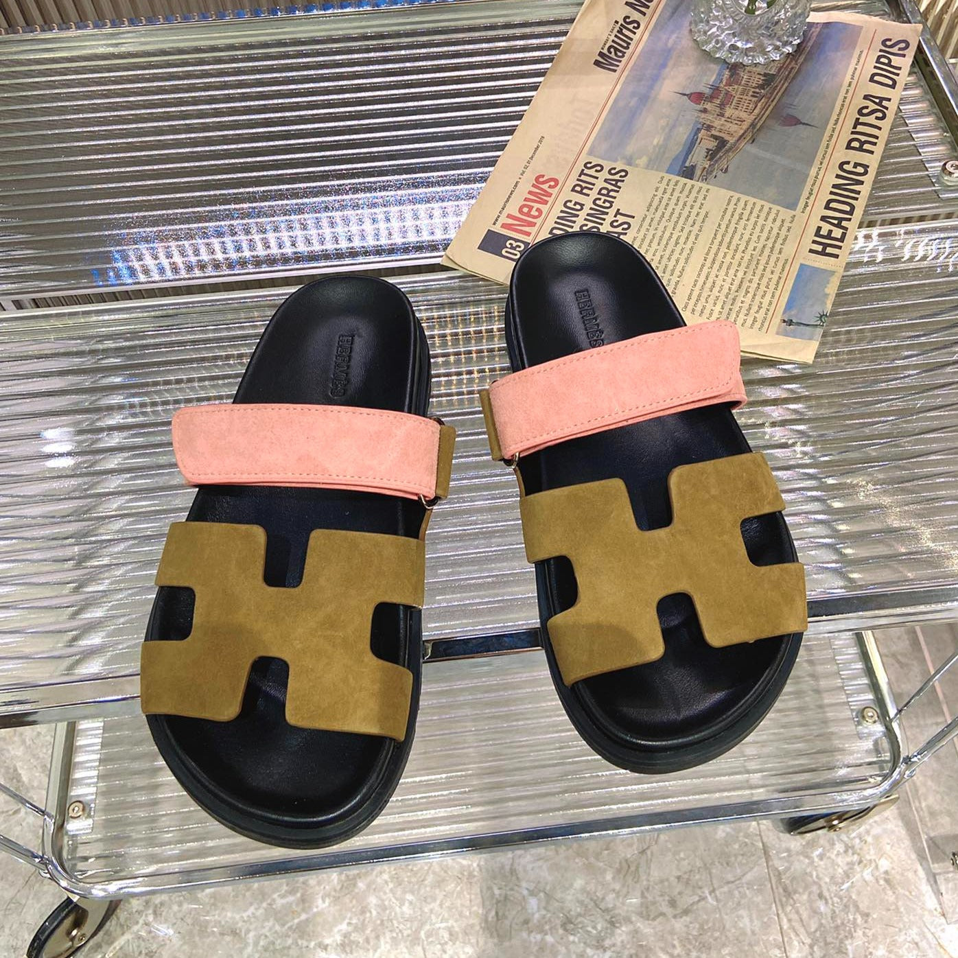 CHYPRE SANDAL ARMY MIX LIGHT PINK SUEDE - 34
