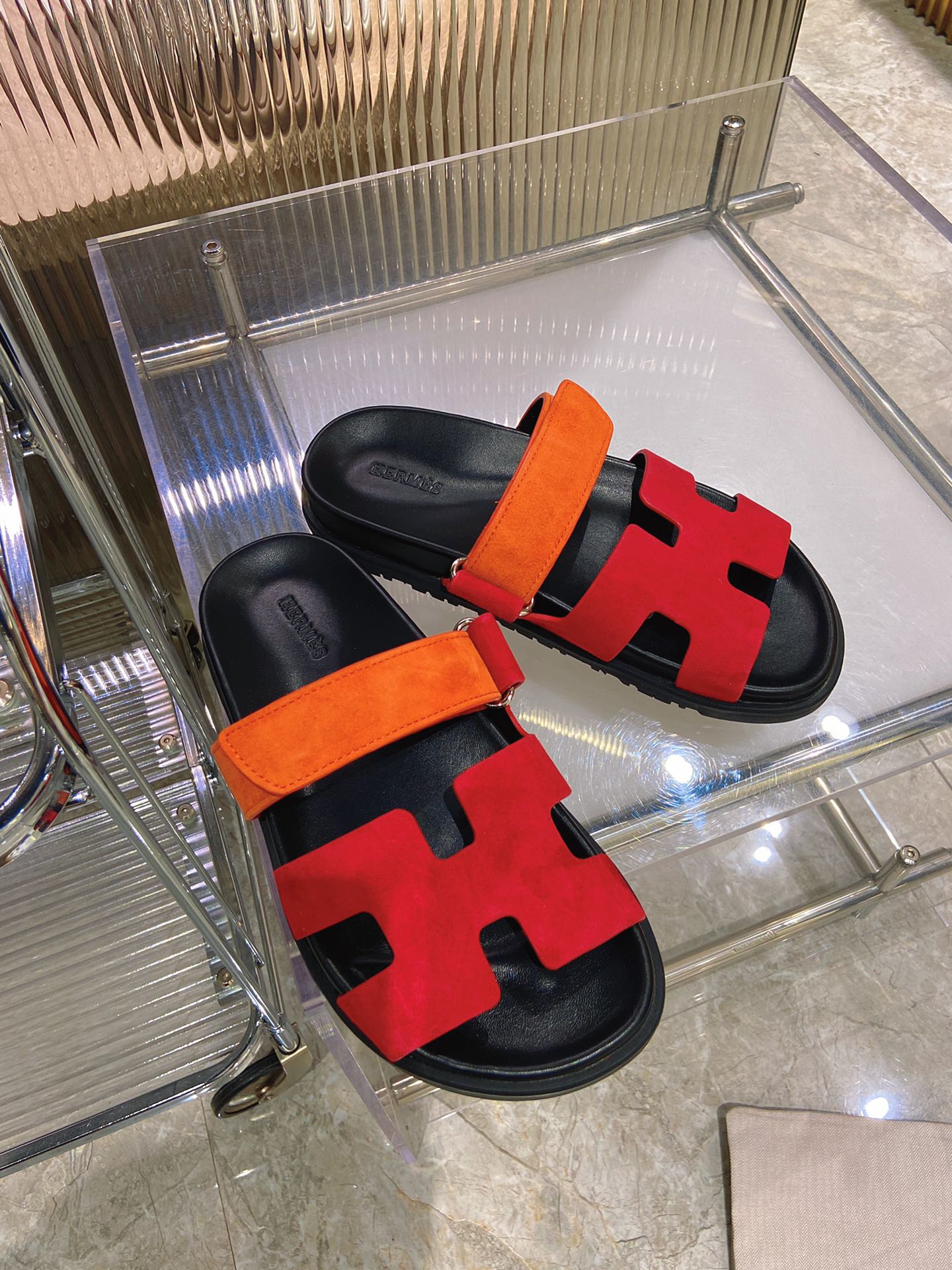 CHYPRE SANDAL RED MIX ORANGE SUEDE - 34