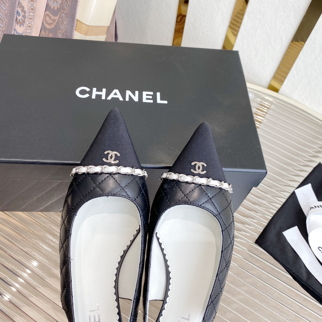 CC SLINGBACK 25S 30 MM IN BLACK LAMBSKIN WITH SILVER HARDWARE - 35