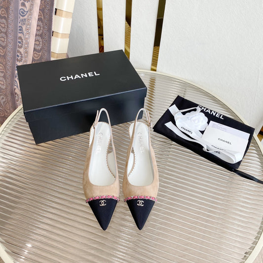 CC SLINGBACK 25S 30 MM IN NUDE PINK SUEDE WITH SILVER HARDWARE - 35