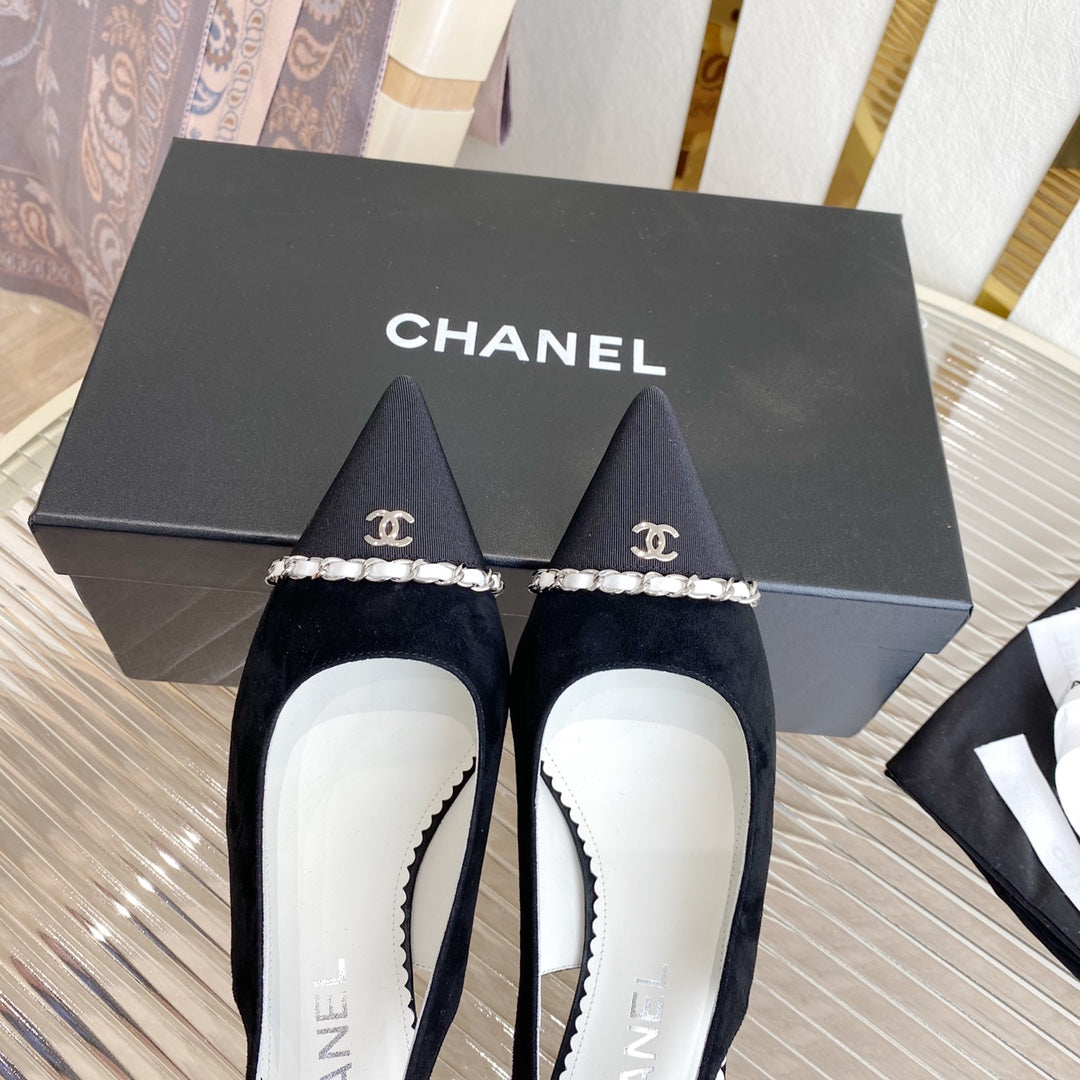 CC SLINGBACK 25S 30 MM IN BLACK SUEDE WITH SILVER HARDWARE - 35