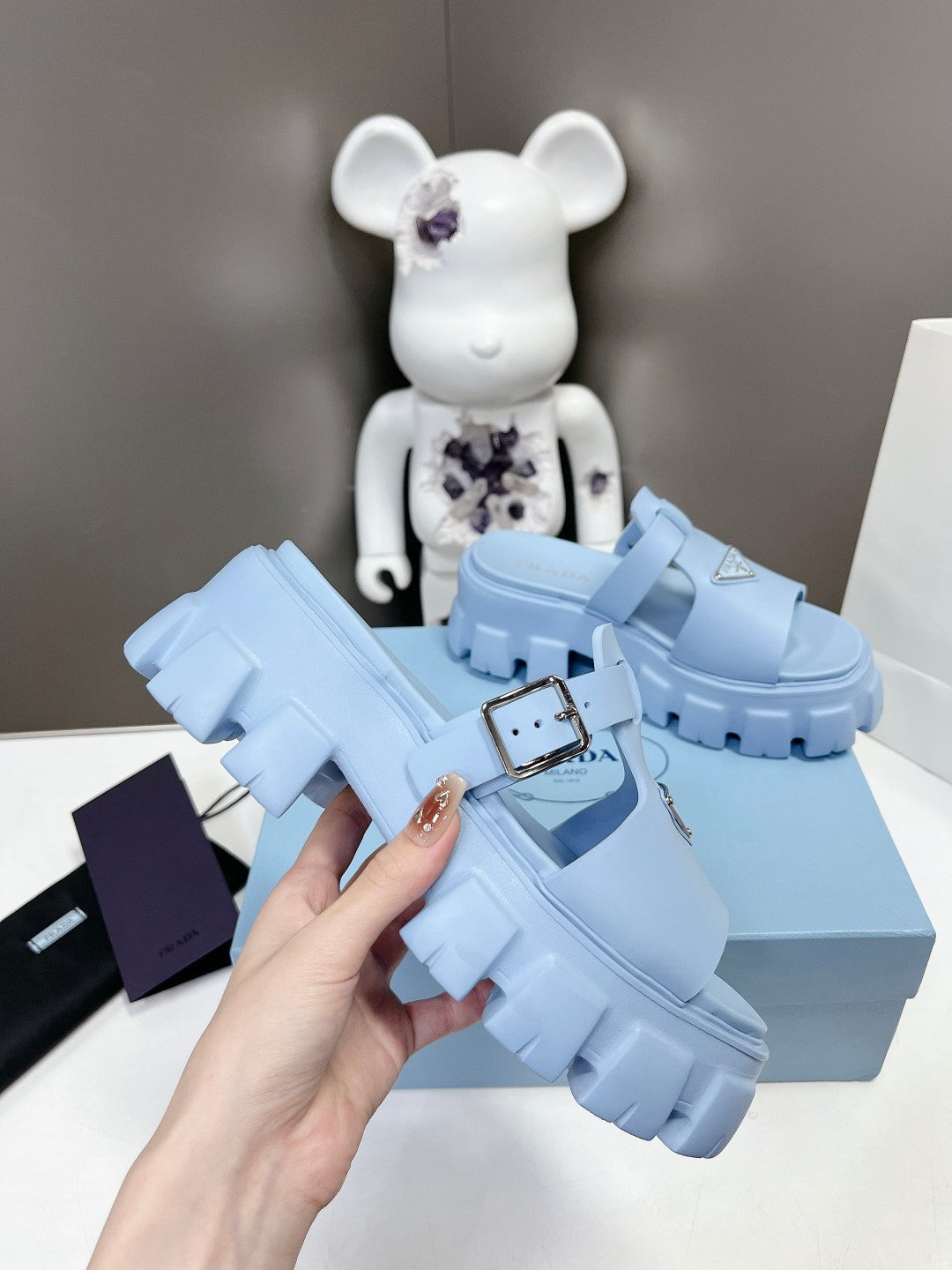 MONOLITH SLIPPER SANDALS IN SKY BLUE RUBBER - 35