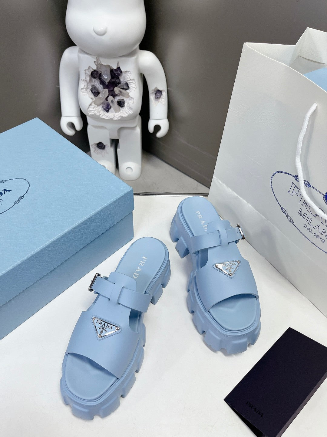 MONOLITH SLIPPER SANDALS IN SKY BLUE RUBBER - 35