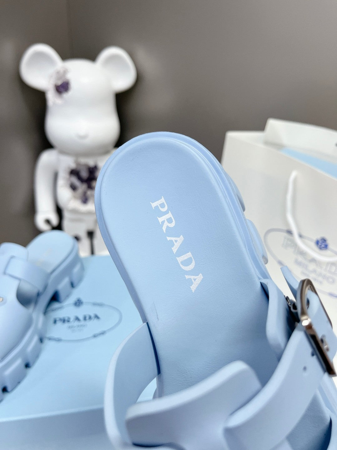 MONOLITH SLIPPER SANDALS IN SKY BLUE RUBBER - 35