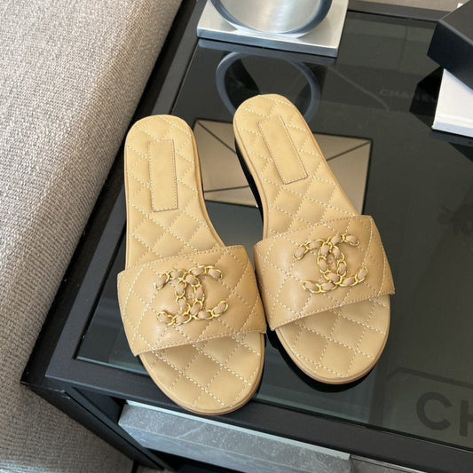 mule sandal beige quilted lambskin - 35