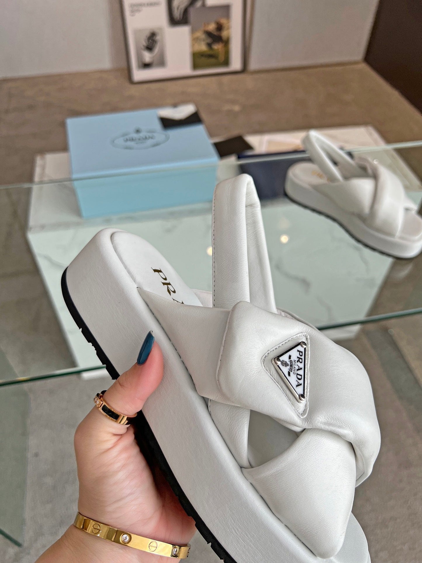 PRA PADDED NAPPA CRISSCROSS SANDALS WHITE LAMBSKIN - 35