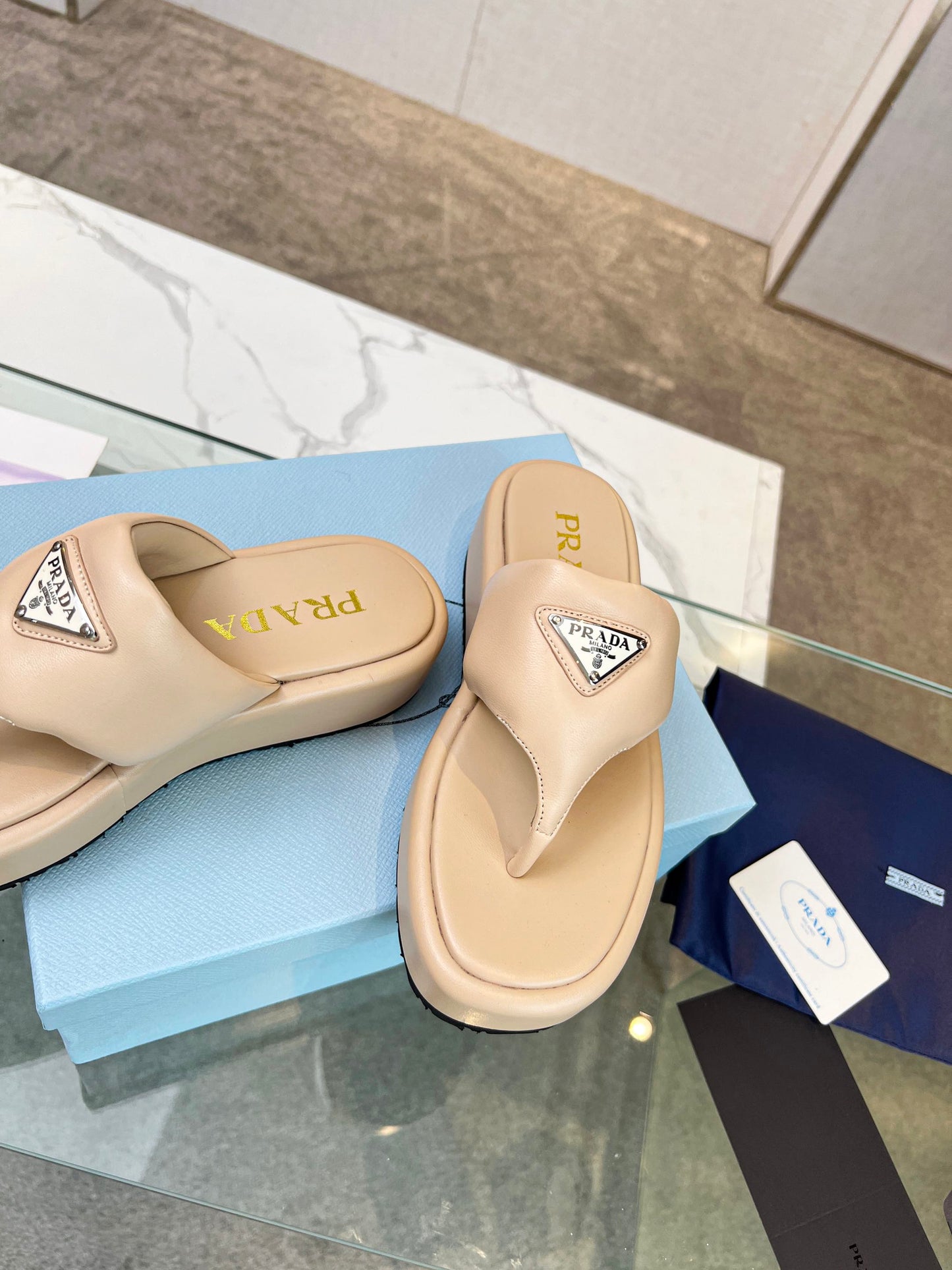 PRA SOFT PADDED NAPPA THONG WEDGE SANDALS TUSCAN LAMBSKIN - 35