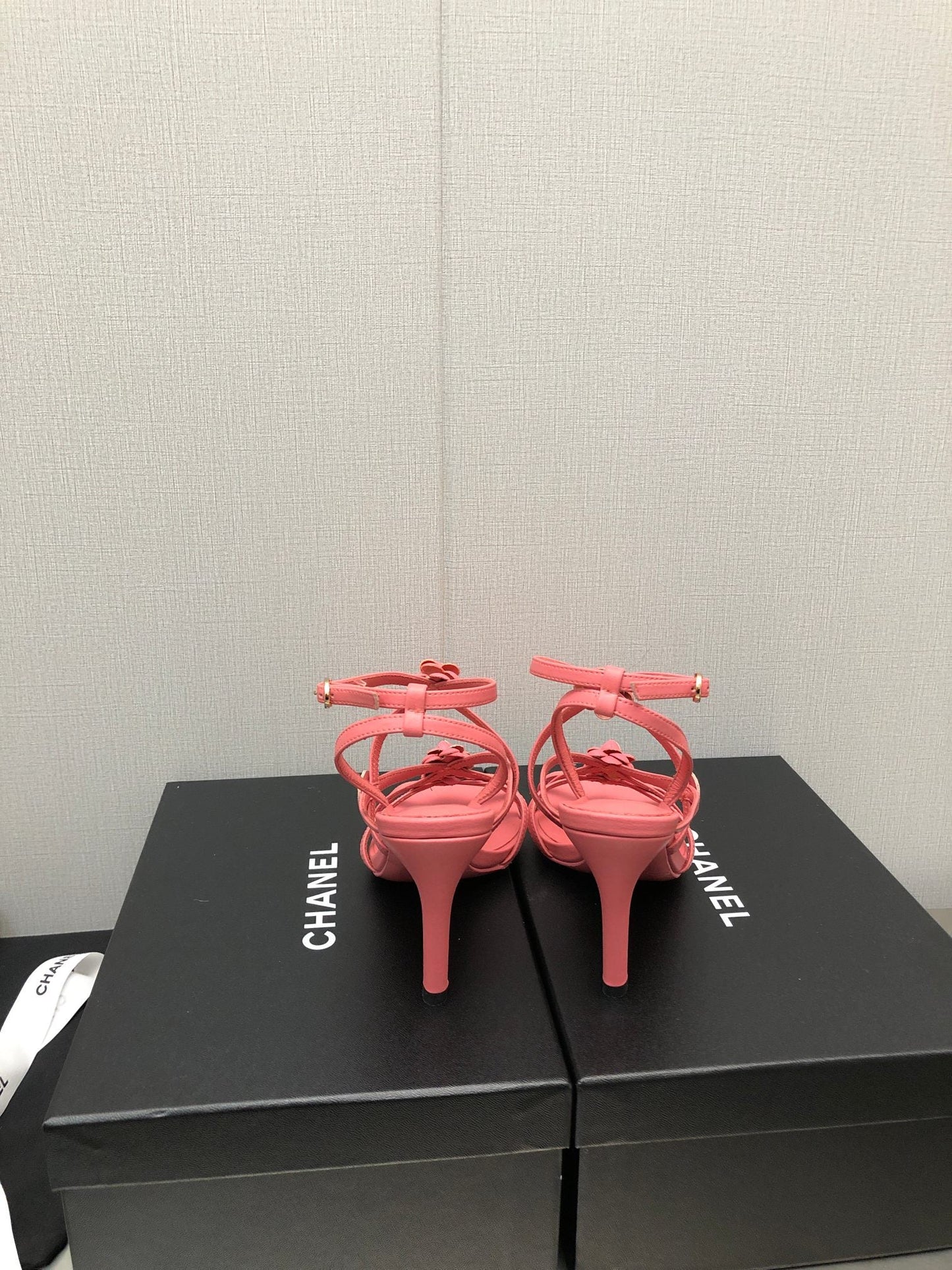 FLORAL HIGH HEEL SANDAL IN DARK PINK LAMBSKIN - 35