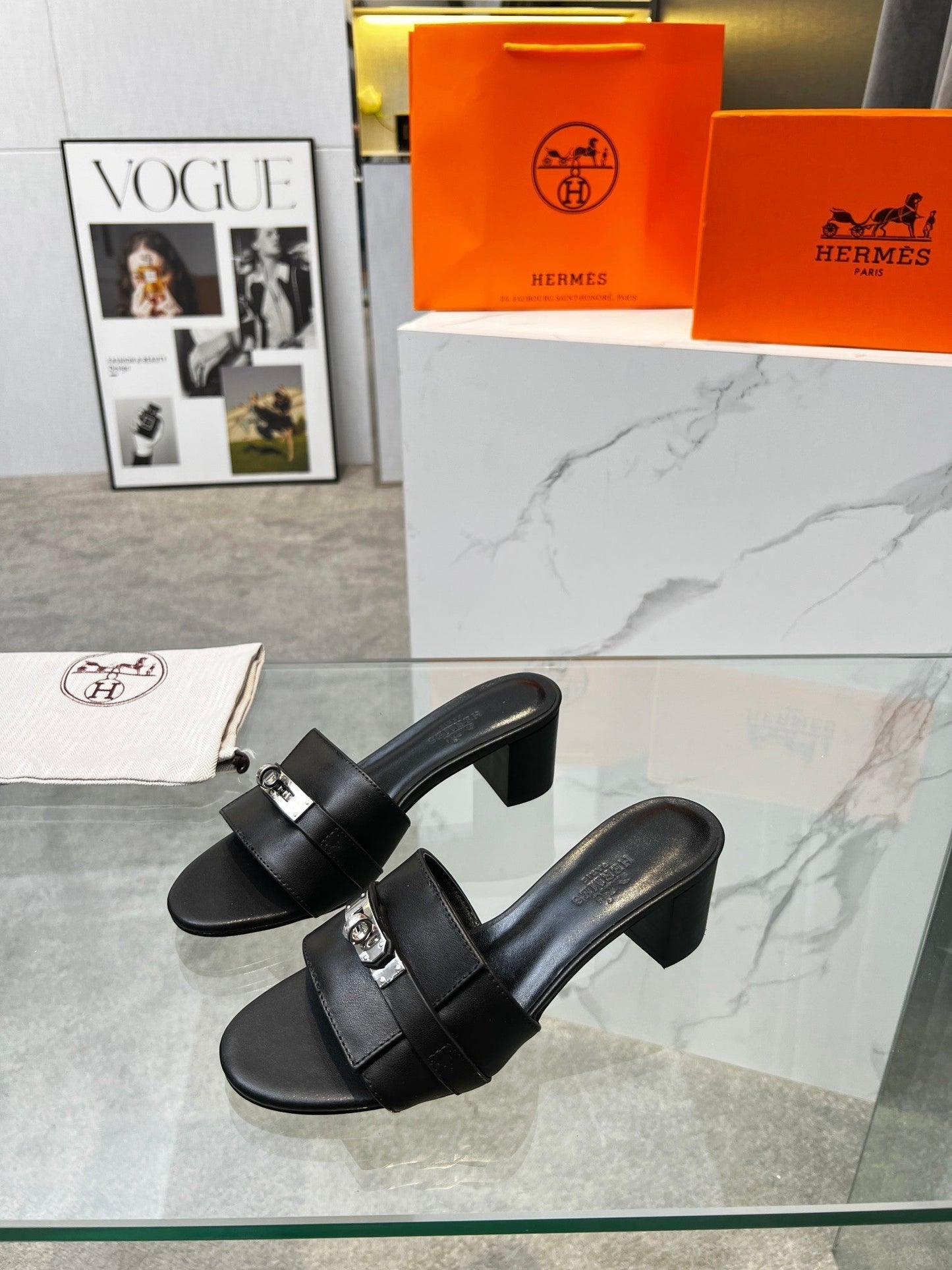 Gigi 50 Sandal Black Calfskin - 35