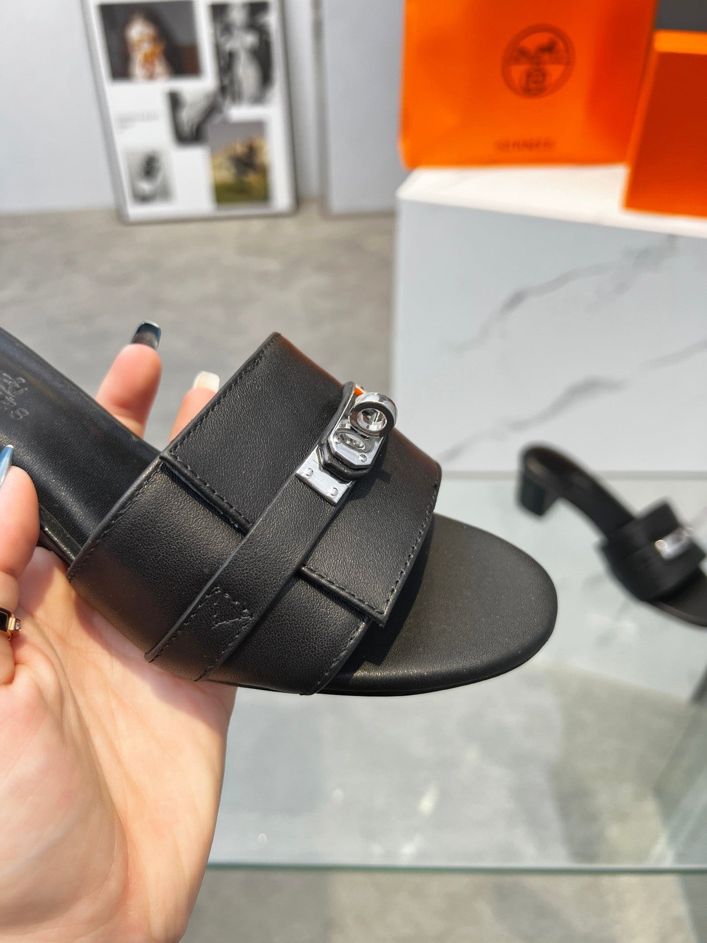 Gigi 50 Sandal Black Calfskin - 35