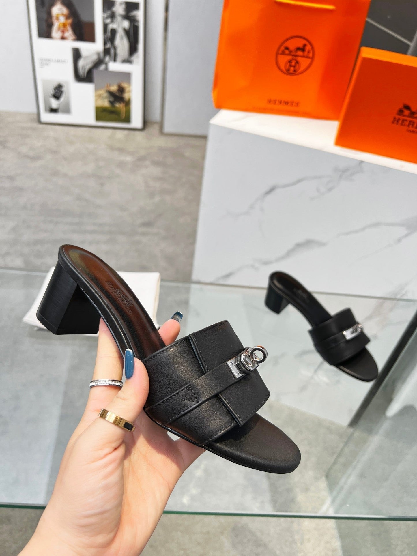 Gigi 50 Sandal Black Calfskin - 35