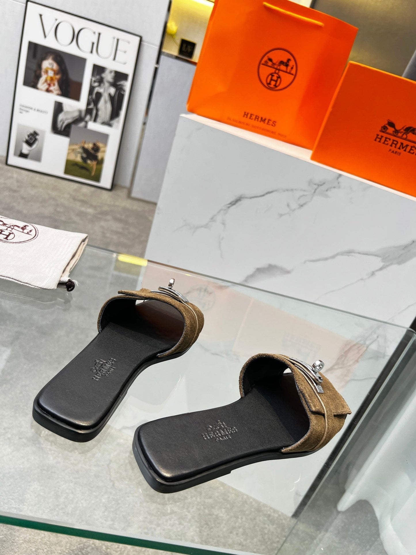 Giulia Sandal Brown Suede Black Calfskin - 35