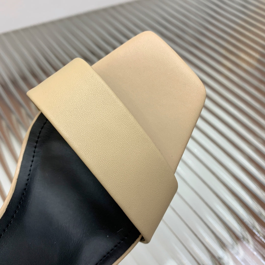 BALMAIN 25S CROSSOVER STRAP HIGH HEELS 95MM IN LIGHT BROWN CALFSKIN - 35