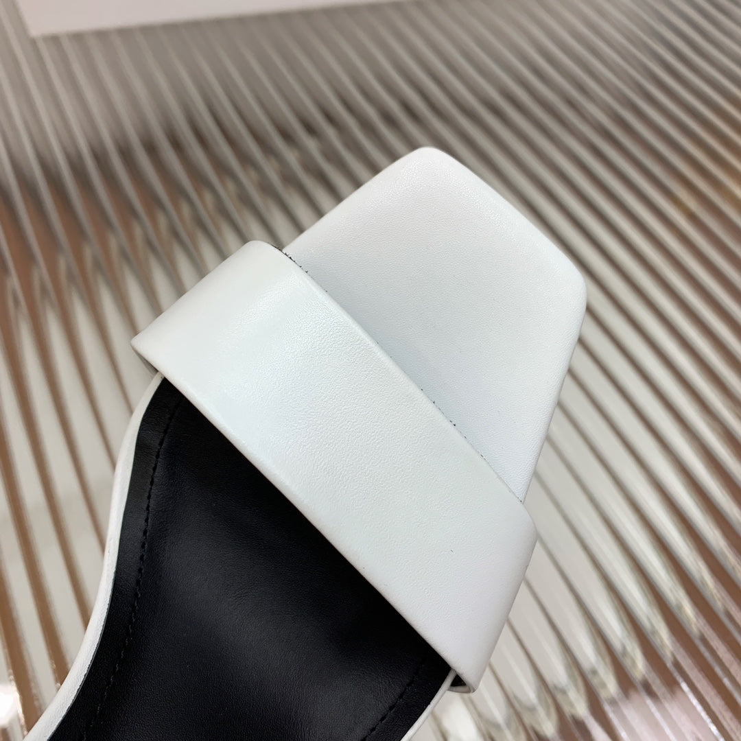 BALMAIN 25S CROSSOVER STRAP HIGH HEELS 95MM IN LIGHT GRAY CALFSKIN - 35